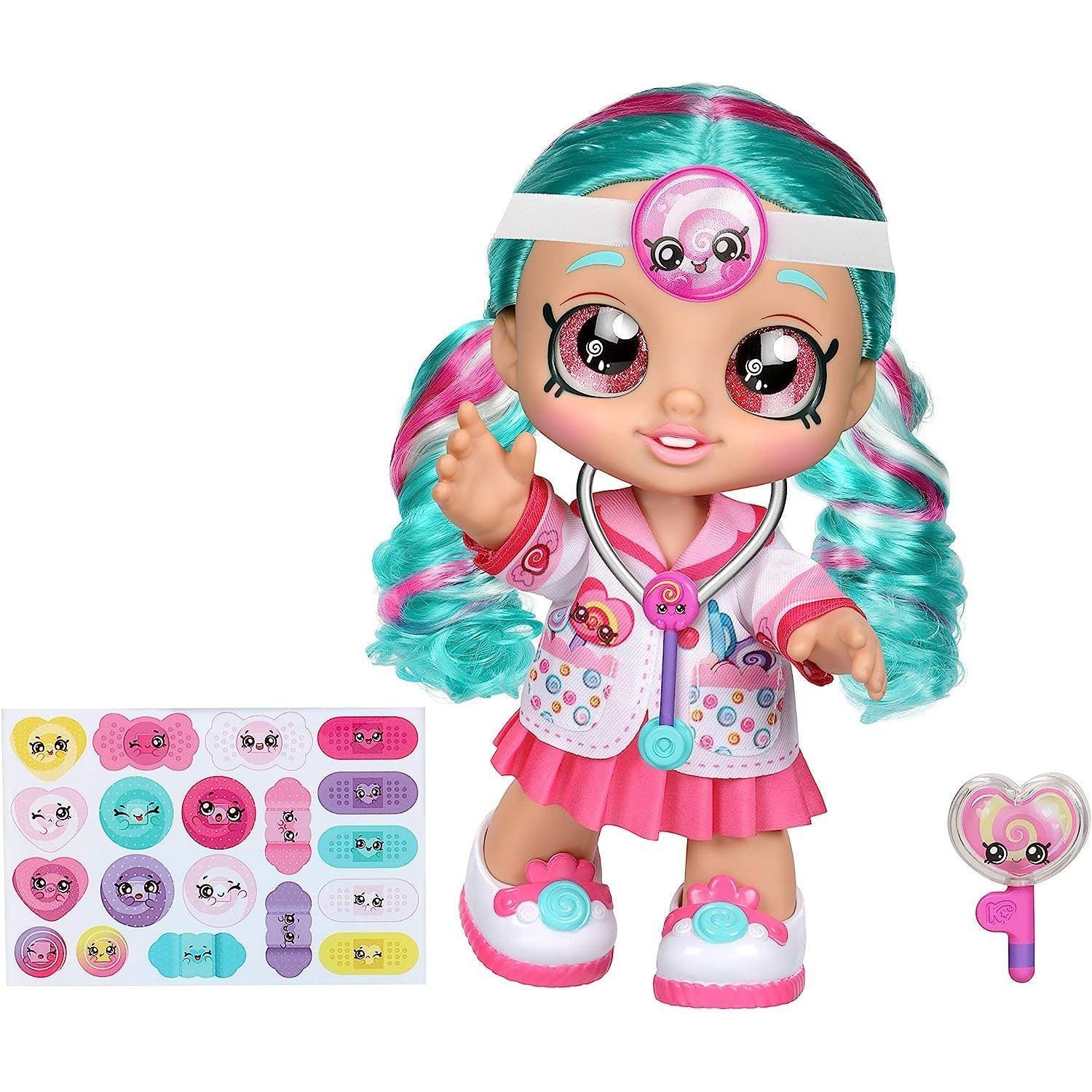 Kindi Kids Fun Time 10 Inch Doll, Dr Cindy Pops with Stethoscope and Shopkins Inspired Lollipop| Changeable Clothes and Removable Shoes - BumbleToys - 5-7 Years, Fashion Dolls & Accessories, Girls, Kindi Kids