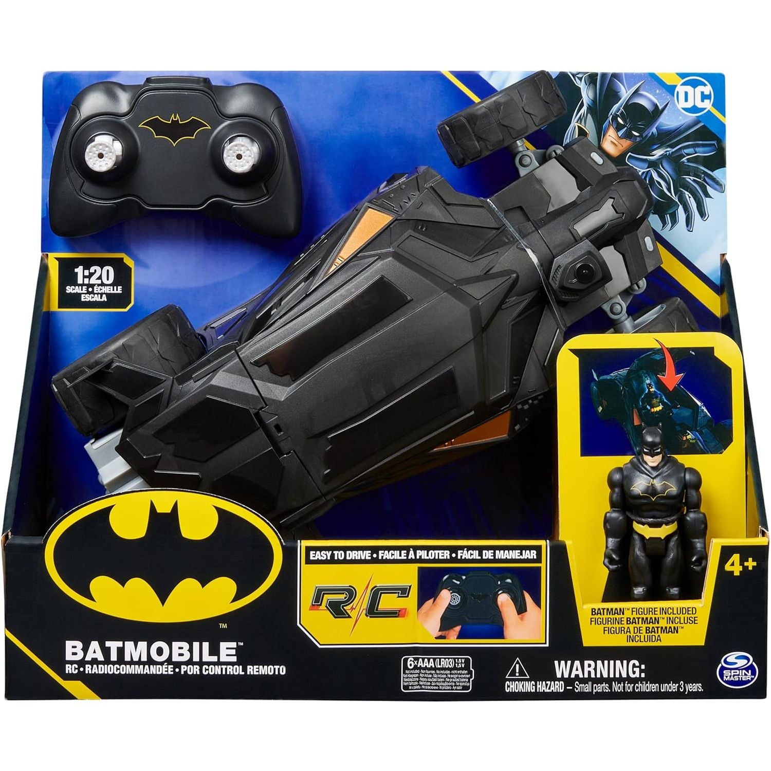 DC Comics Batman RC 1:20 Batmobile Vehicle With 4