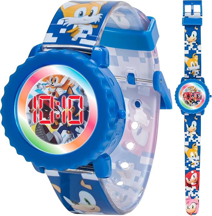 Sonic the Hedgehog Kid's Quartz Watch with Plastic Strap, Blue, (Model: SNC4028)
