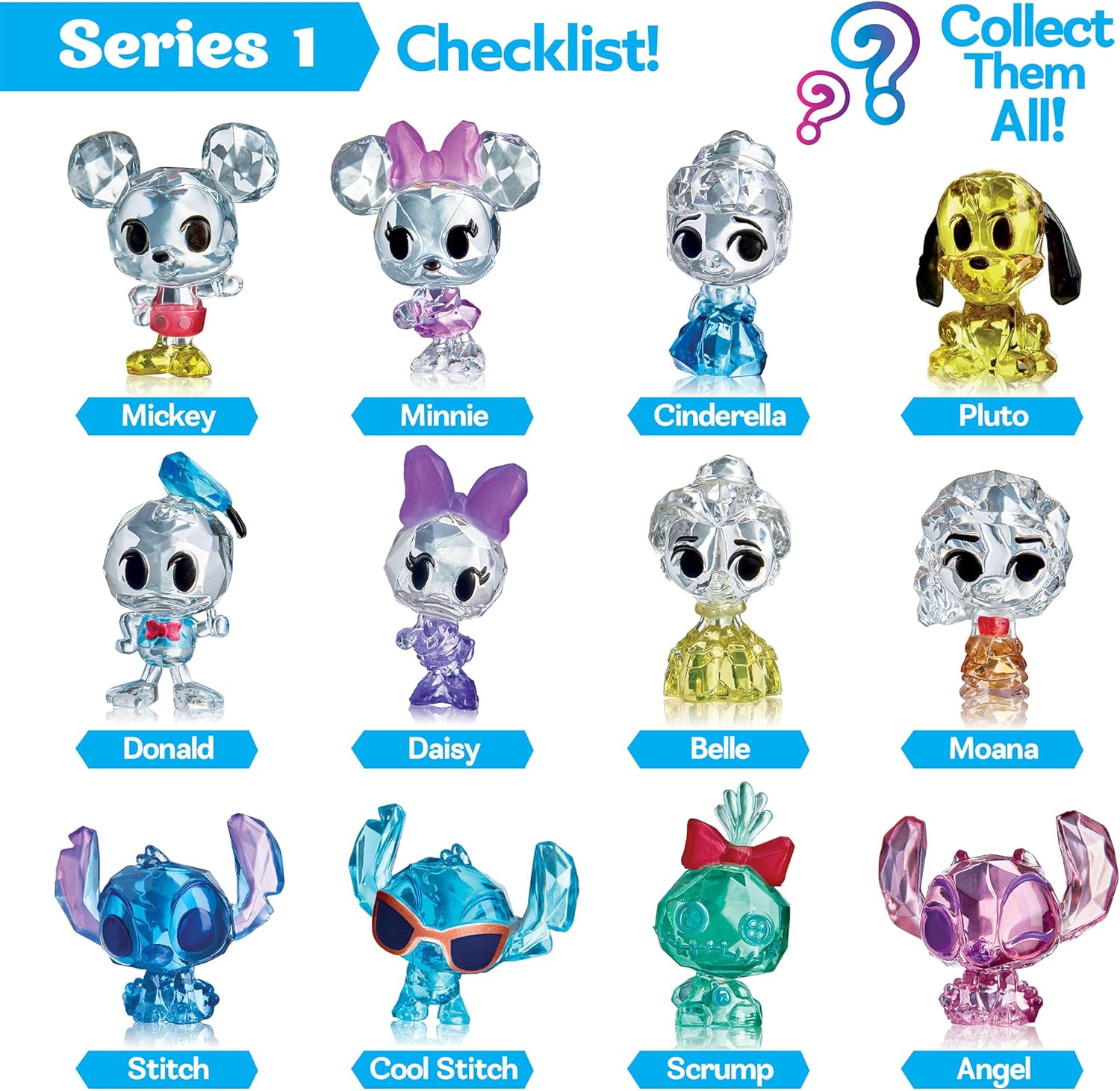 Disney Crystal Surprise Series 1, Mini Collectible Crystal Figures with Activity Compound, Collectible Blind Bag Inspired Figures, Kids Toys for Ages 3 and Up