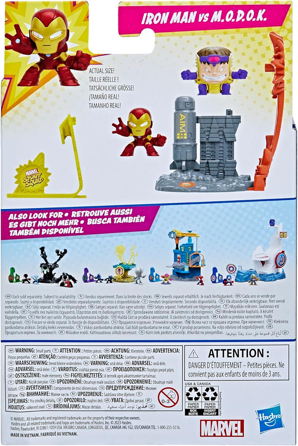 Marvel Stunt Squad - الرجل الحديدي ضد M.O.D.O.K. مجموعة اللعب، شخصيات سوبر هيرو مقاس 1.5 سم، ألعاب للأطفال من سن 4 سنوات فما فوق