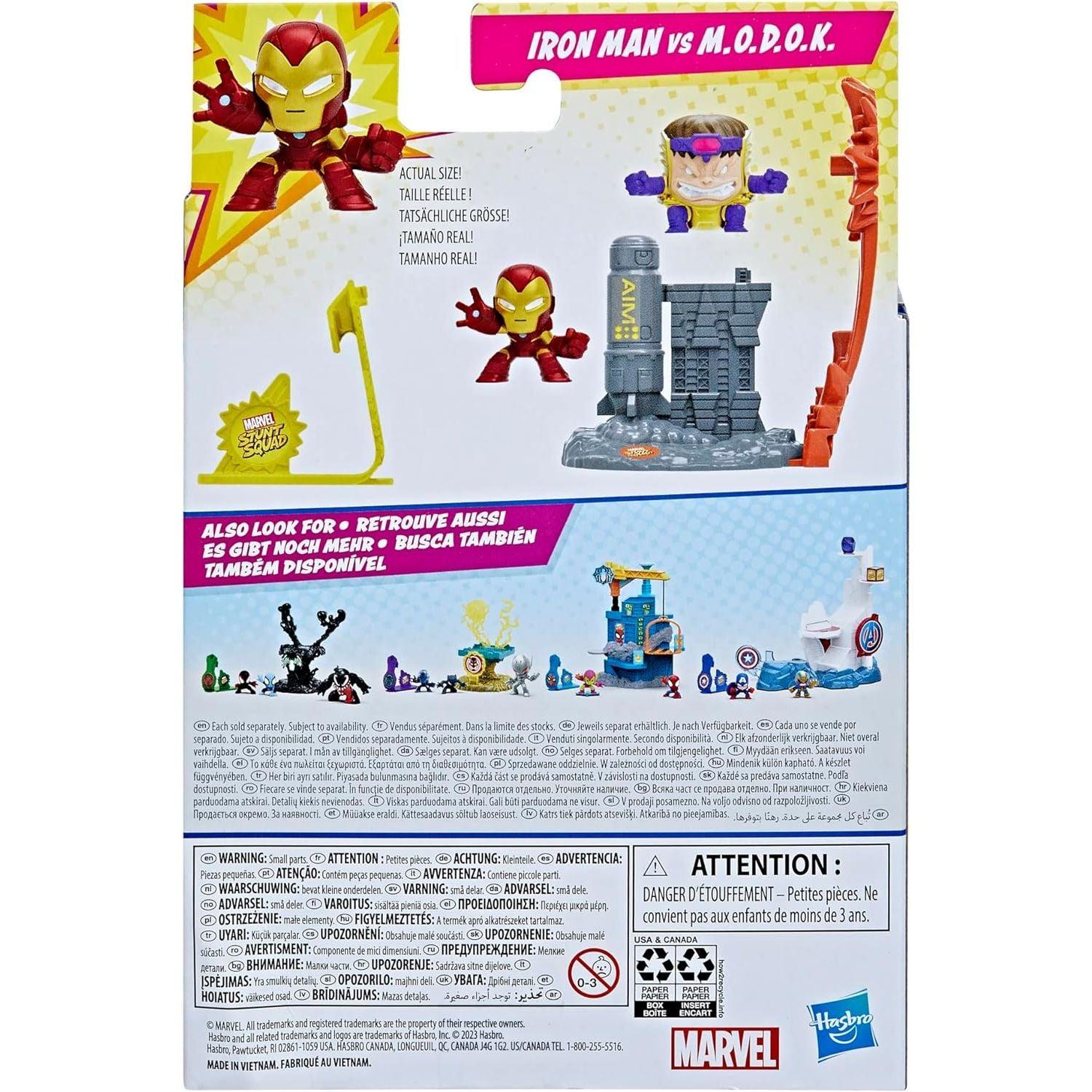 Marvel Stunt Squad Iron Man vs. M.O.D.O.K. Playset, 1.5-Inch Super Hero Action Figures, Toys for Kids Ages 4 and Up