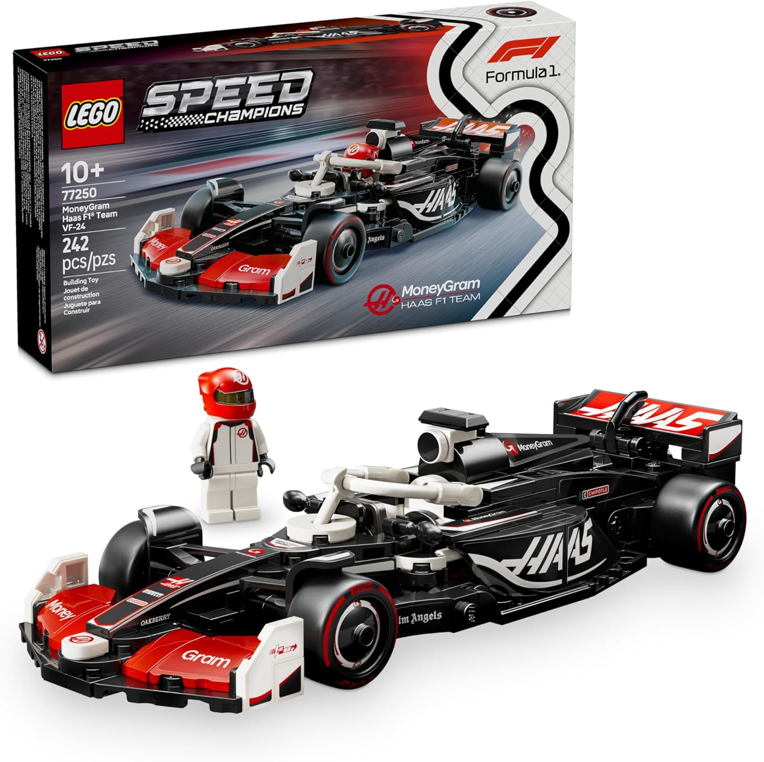 LEGO 77250 Speed Champions MoneyGram Haas F1 Team VF-24 Race Car Toy - Building Set for Kids, Boys & Girls, Ages 10+