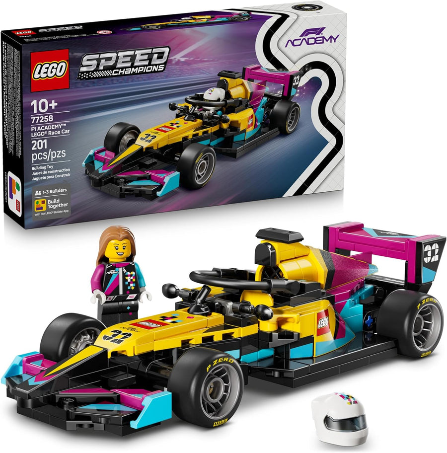 لعبة بناء سيارة سباق F1 ACADEMY من LEGO Speed Champions - سيارة سباق للعب التخيلي مع شخصية F1 ACADEMY مصغّرة - سيارة لعبة للعب والعرض للأولاد والبنات، الأعمار 10+ - فكرة هدية لأعياد الميلاد - 77258