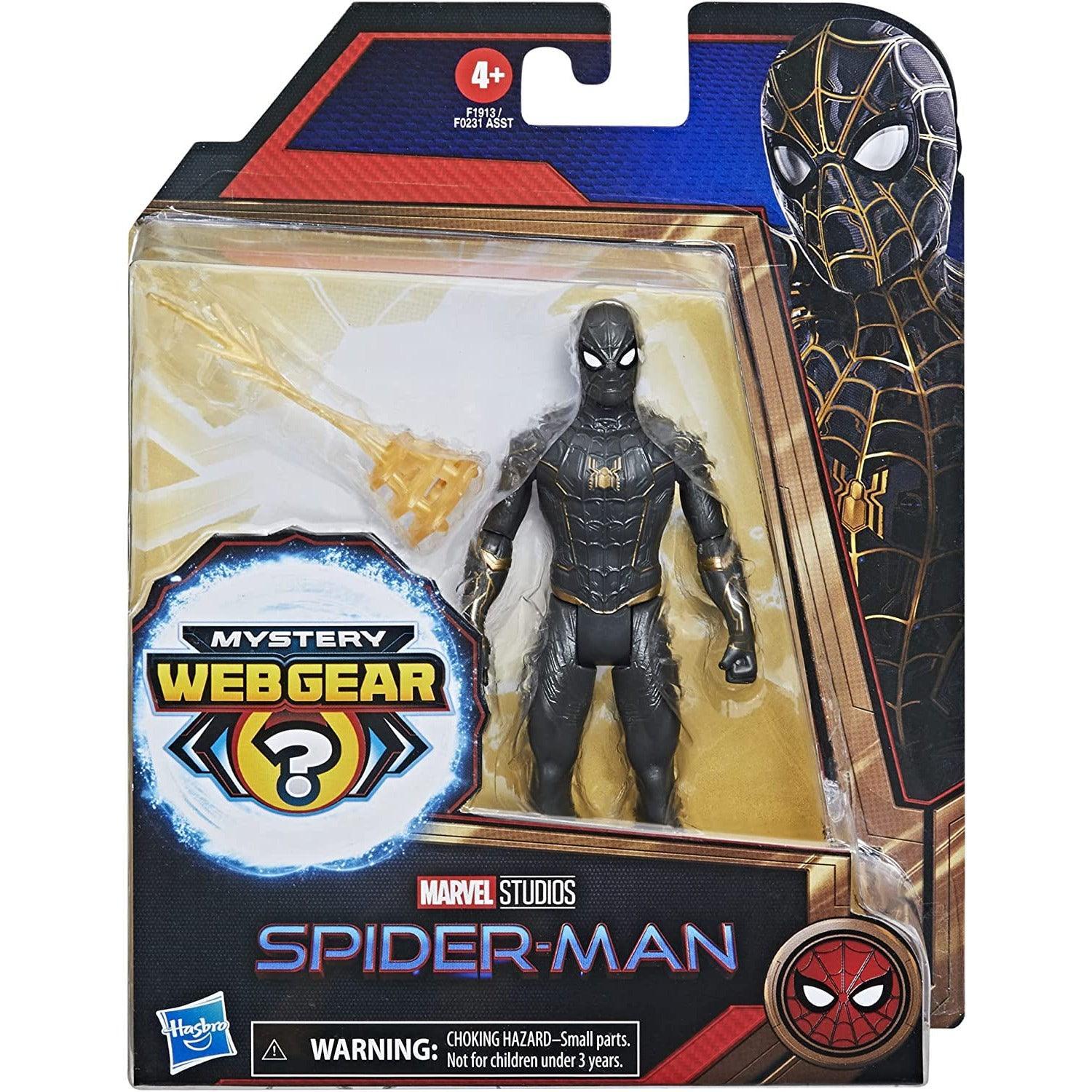 Hasbro Marvel Studios Spider-Man Mystery Web Gear Black and Gold Suit Action Figure - 6-Inch - BumbleToys - 5-7 Years, Action Figures, Avengers, Boys, Eagle Plus