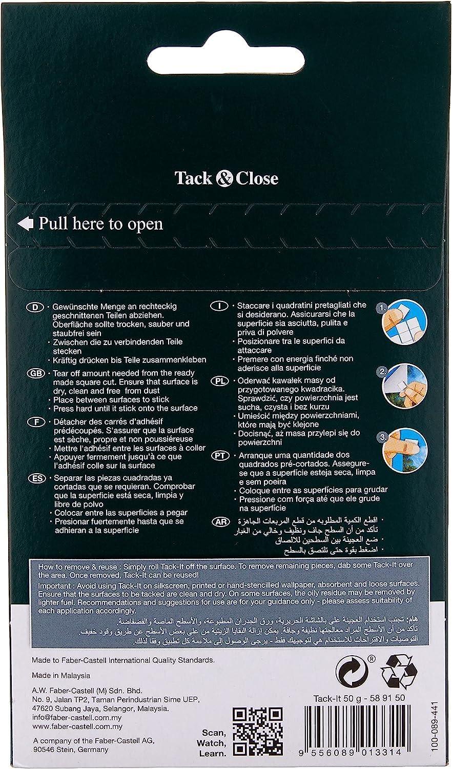 Faber-Castell Tack-It Multipurpose Adhesive, Non-Toxic Reusable and Removable Adhesive(90 pcs Blocks) - white