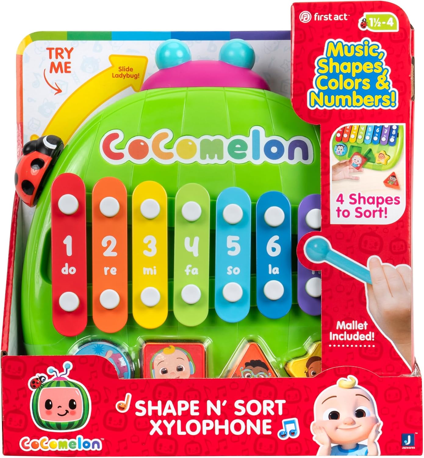 CoComelon Shape ‘N Sort Xylophone - Identify Shapes and Play Music - Favorite CoComelon Characters - Toys for Kids, Toddlers, and Preschoolers