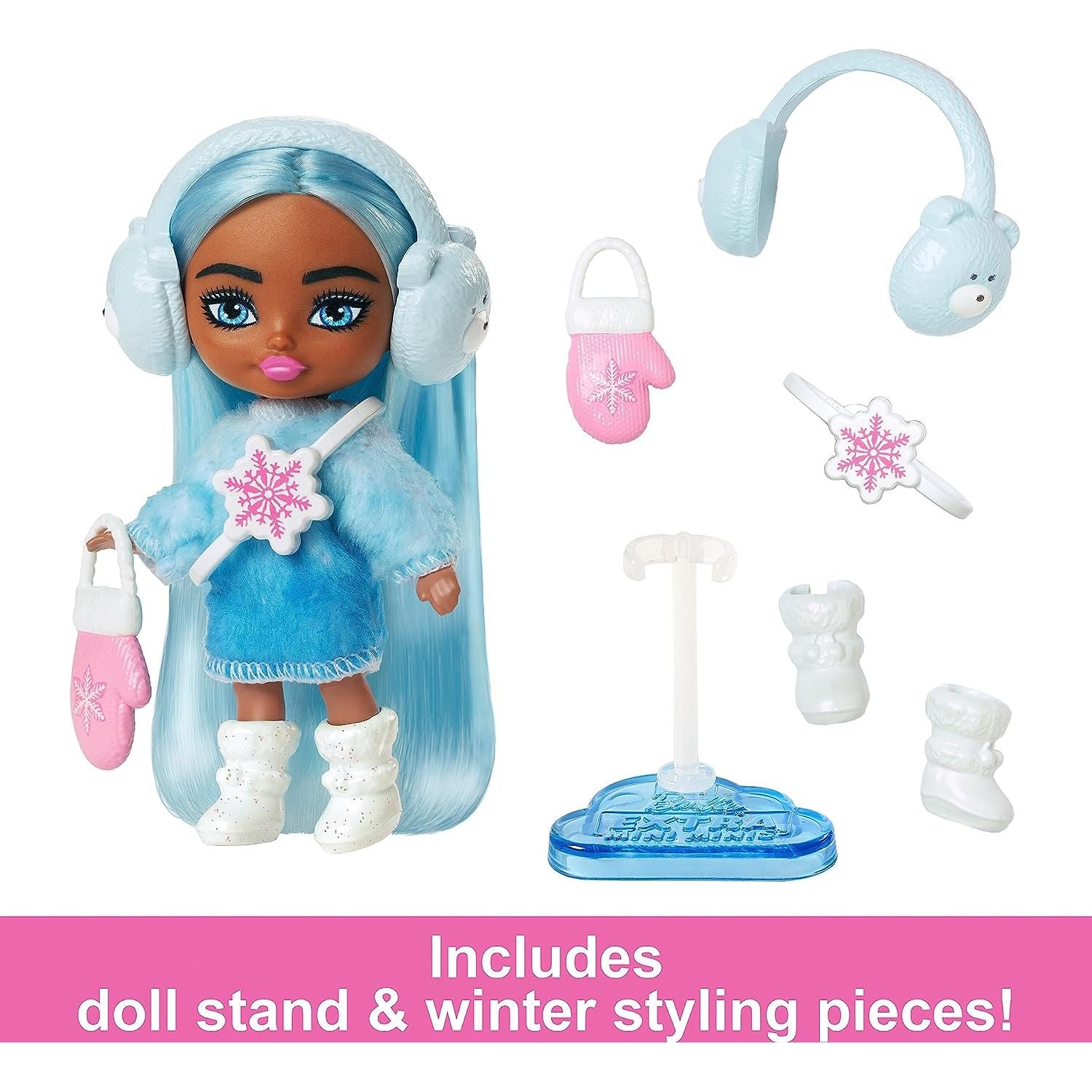 Barbie Extra Mini Minis Travel Doll with Winter Fashion and Accessories, Barbie Extra Fly Small Doll