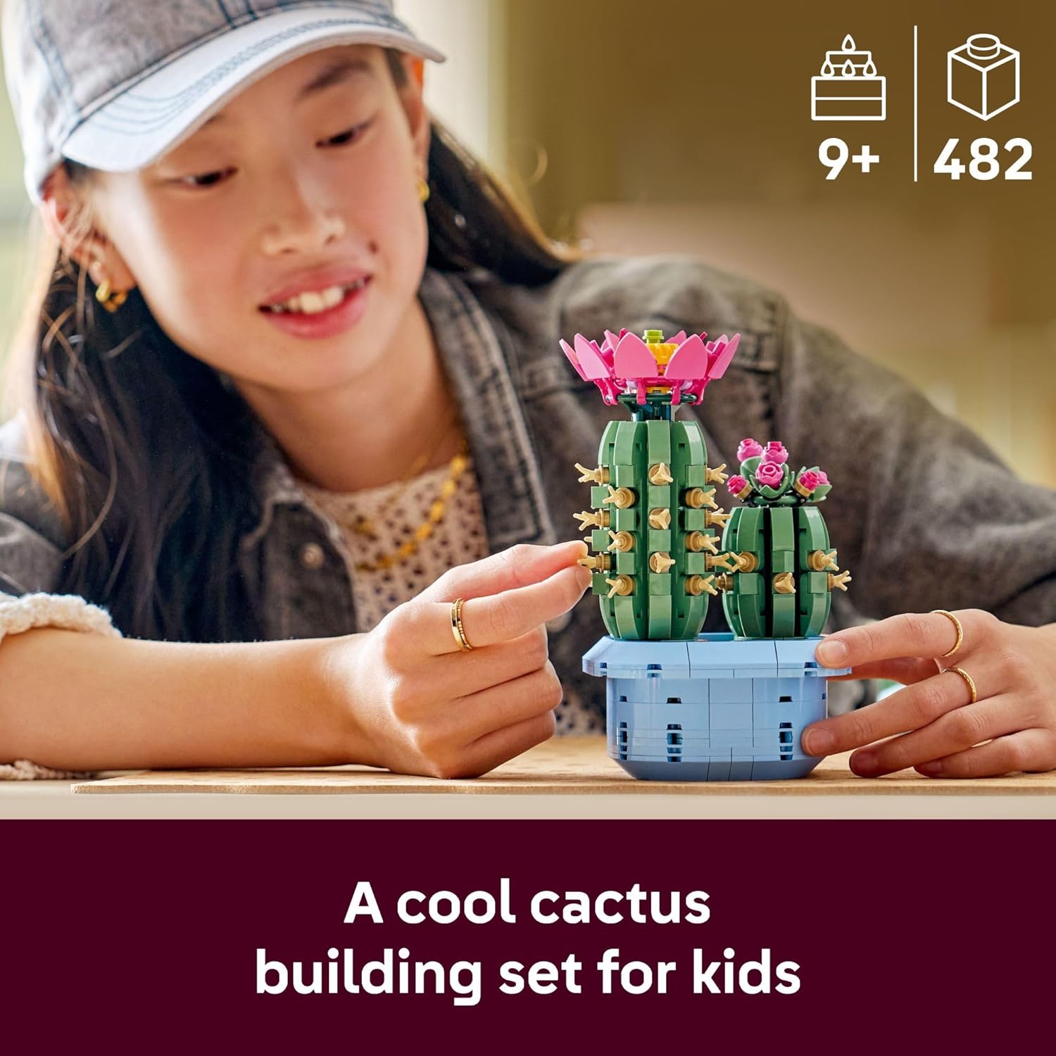 LEGO Botanicals Flowering Cactus Building Toy - Crafting Kit for Girls & Boys, Ages 9+ - Gift for Birthdays - Cactus Room Decor for Display for Bedroom or Book Shelf - 11509