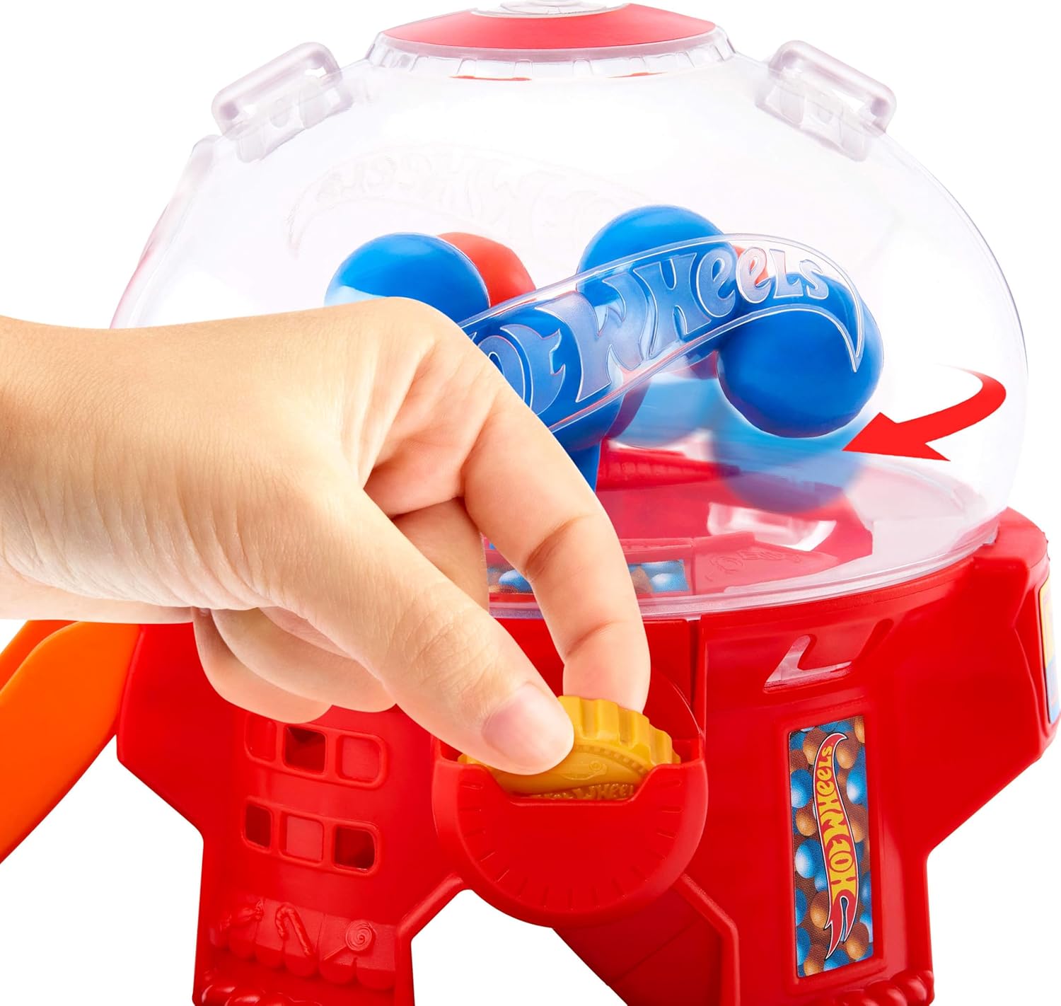 مجموعة مسارات سيارات هوت ويلز، مجموعة لعب آلة غامبول مع مركبة مصبوبة على شكل دونات بمقياس 1:64 ومسار سرعة سريع، متجر حلوى وسط المدينة