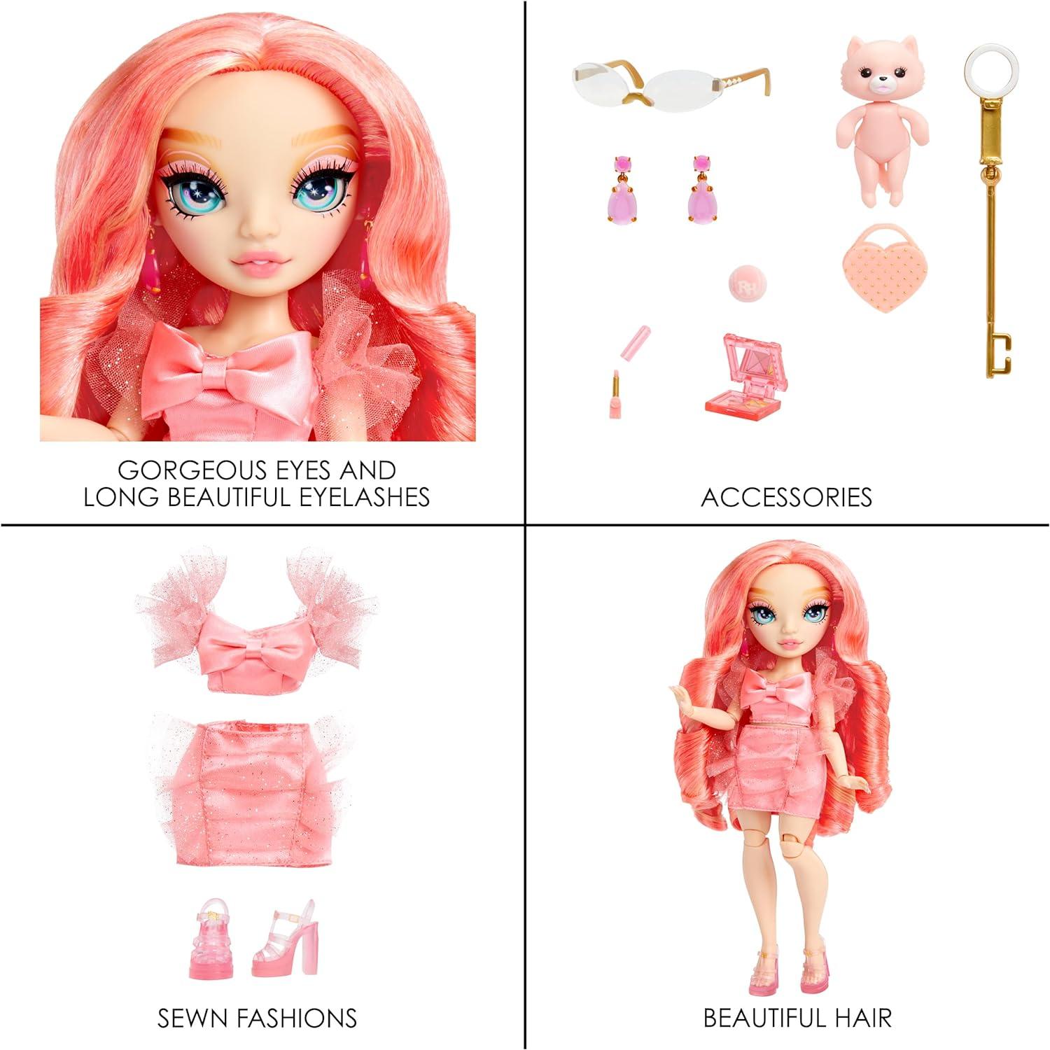 Rainbow High Pinkly - Pink Fashion Doll in Fashionable Outfit, with Glasses & 10+ Colorful Play Accessories