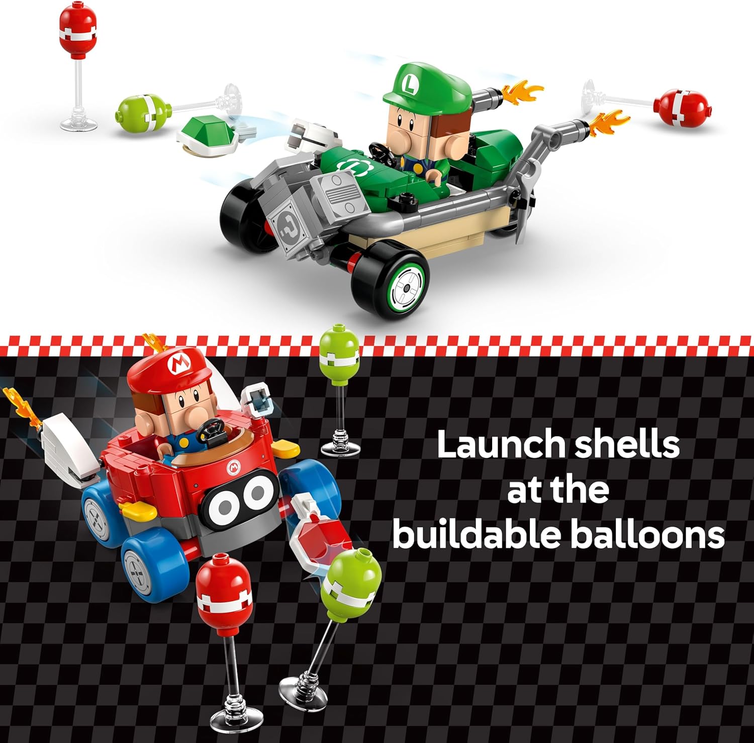ليجو سوبر ماريو: ماريو كارت بيبي ماريو ضد بيبي لويجي - مجموعة بناء ألعاب قابلة للتجميع للأطفال، الأولاد والبنات، الأعمار 8+ - لعبة نينتندو للمعجبين - فكرة هدية لأعياد الميلاد - 72034