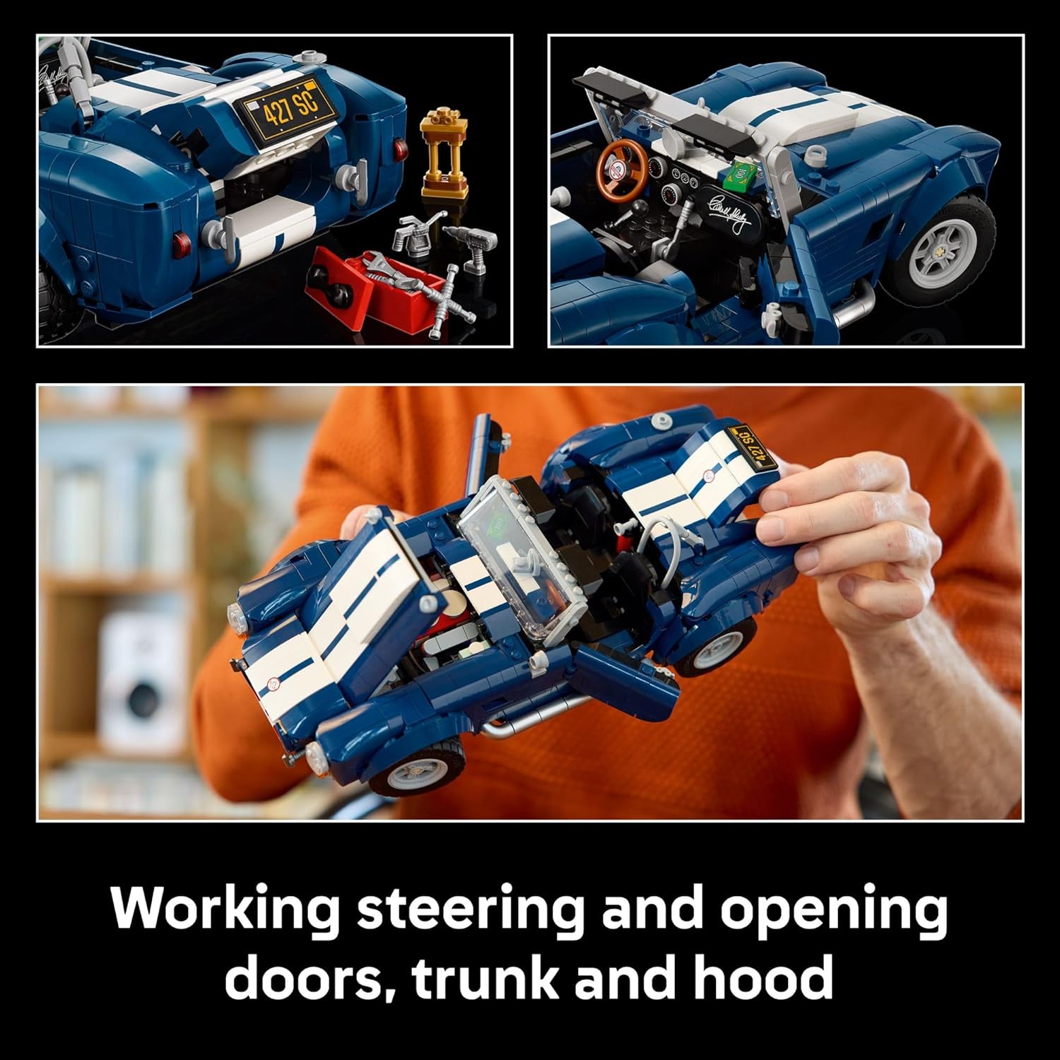 LEGO Icons Shelby Cobra 427 S/C Car Building Set for Adults - Bedroom, Office, or Book Shelf Decor for Sports Car Fans, Ages 18+ - Gift Idea for Birthdays - 10357