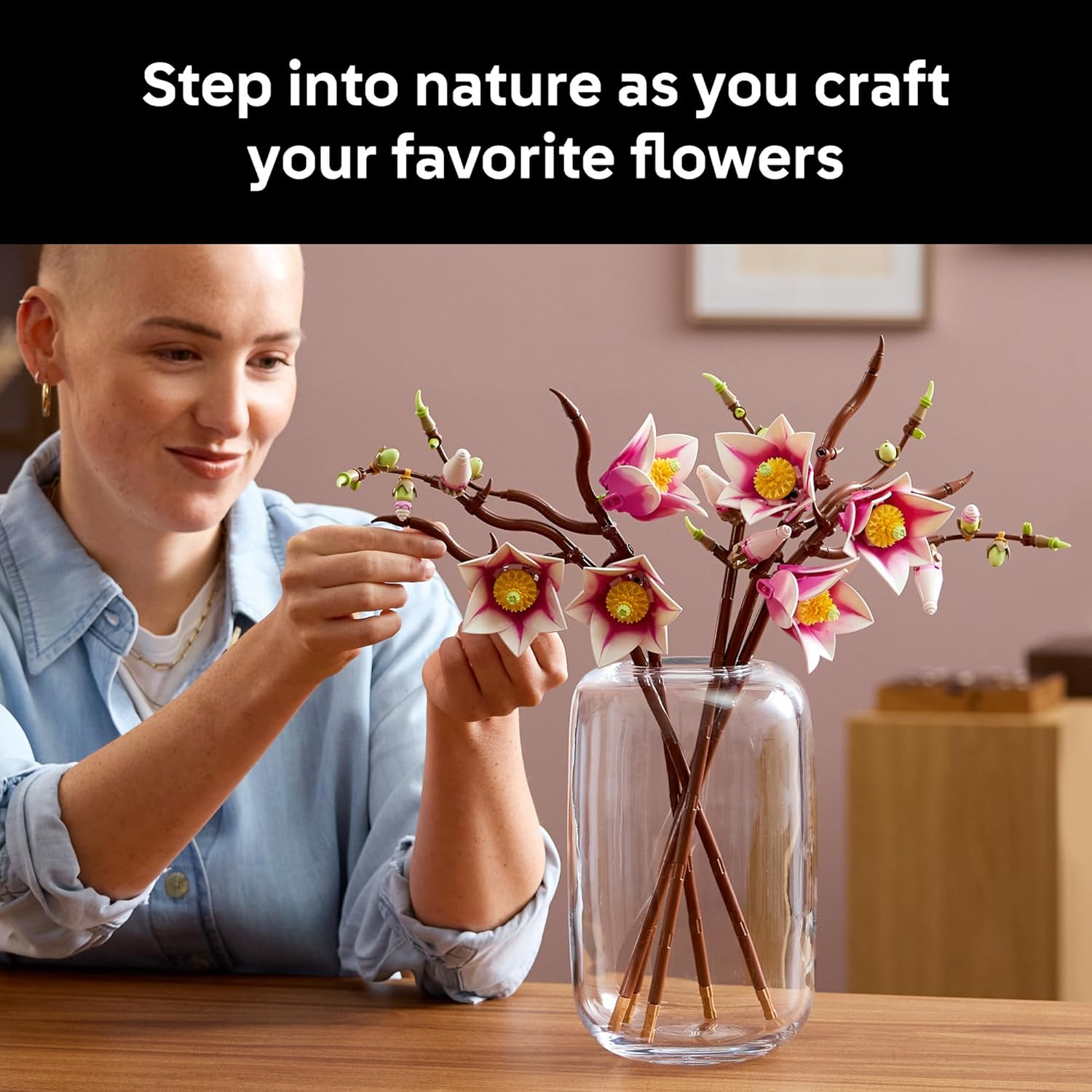 LEGO Botanicals Magnolia Branches Building Set for Adults, Ages 18+ - Gift for Birthdays - Artificial Flowers for Home Office, Bedroom or Desk Decor - 11510