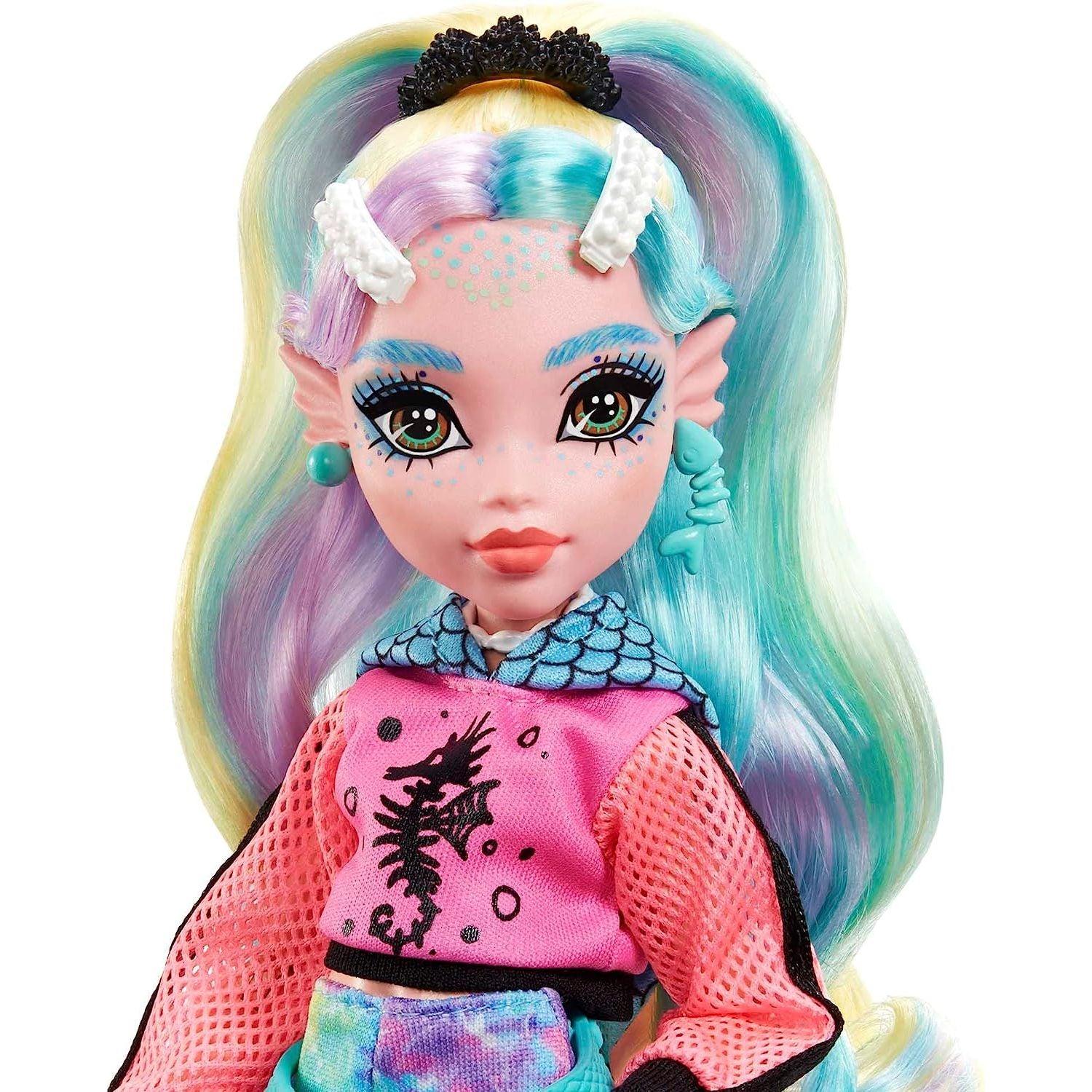 Mattel Monster High Lagoona Blue Fashion Doll with Colorful Streaked Hair, Signature Look, Accessories & Pet Piranha