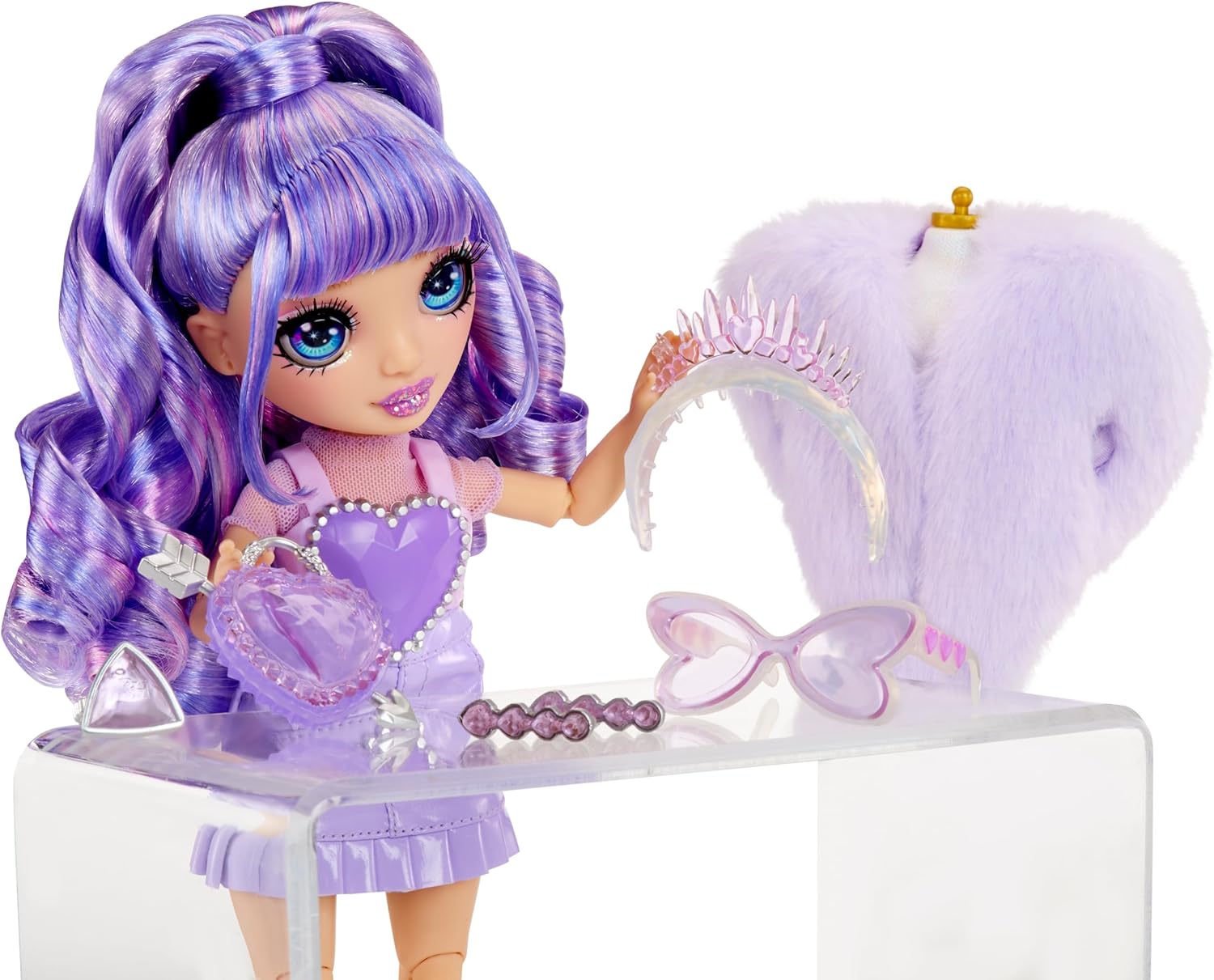 RAINBOW HIGH Creative Crystals Purple - 28 cm Purple Mannequin Doll with Crystal Accessory Kit, Ring for You, Resin Game, Gift for 8+ Years, Non-Edible