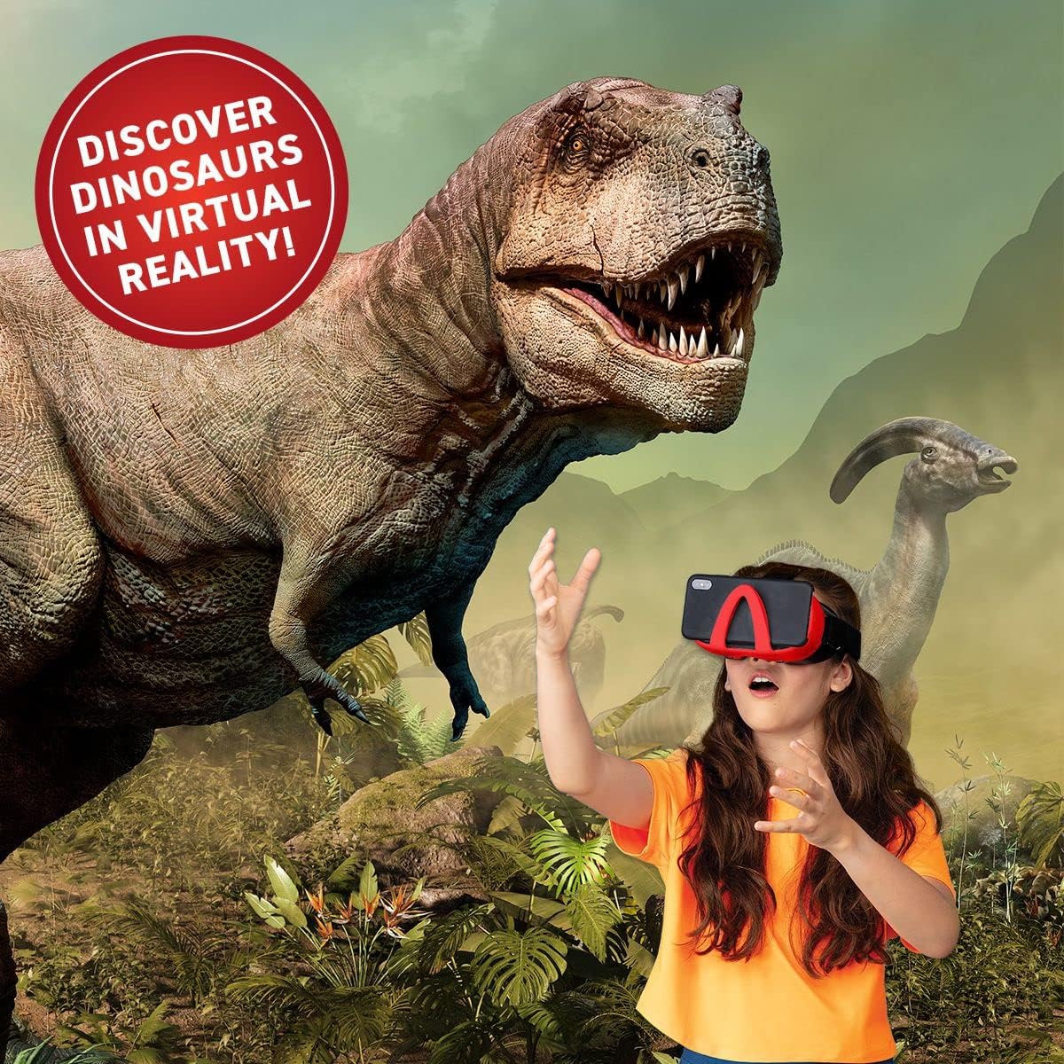 Abacus Brands Virtual Reality Dinosaurs Gift Box - Illustrated Interactive VR Book and STEM Learning Activity Set - for Ages 8 and Up