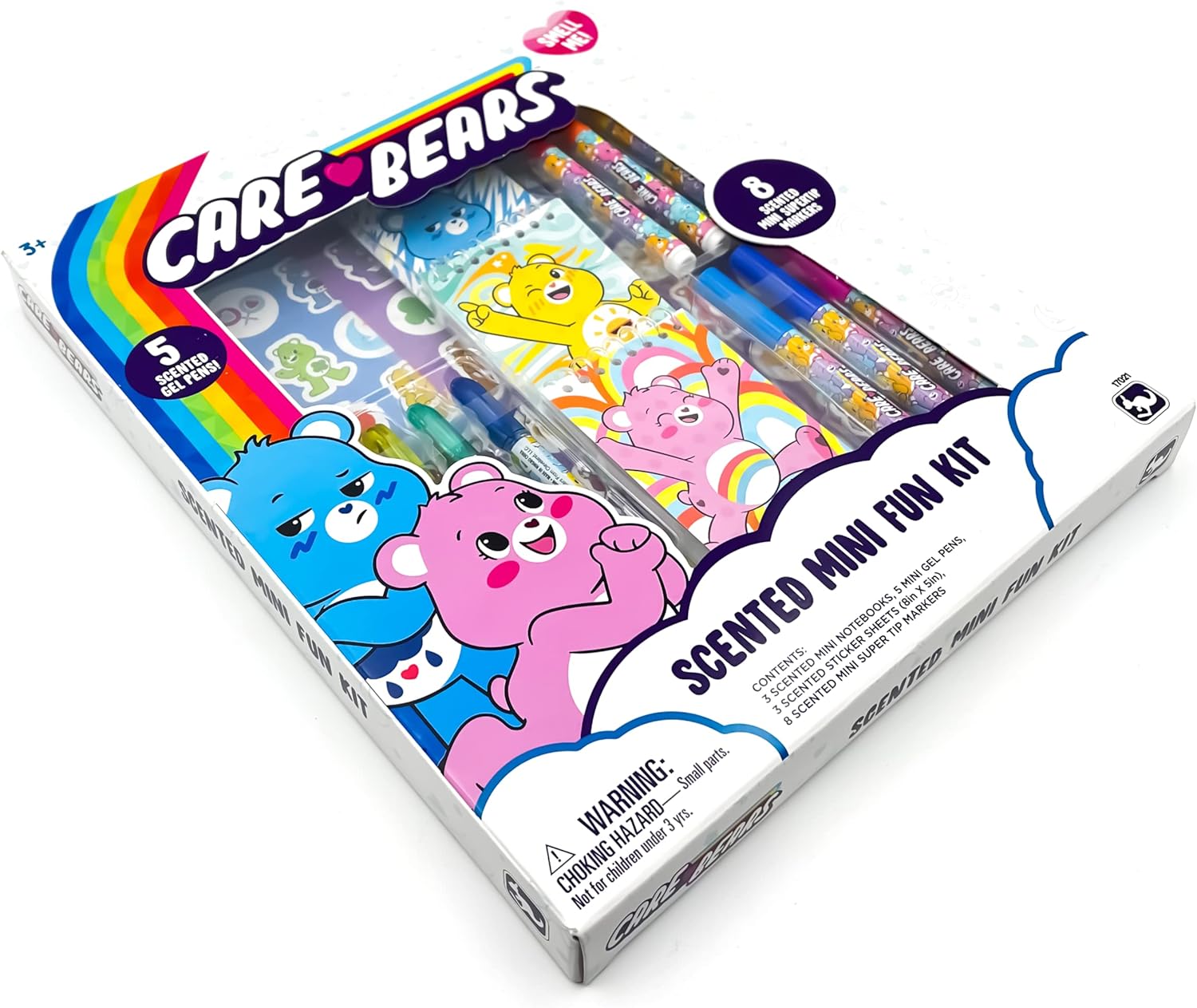 Scenticorns Care Bears Mini Fun Kit - Fruity Scented Sheets, Super Tip Markers - Take Care Bears on The go for Travel and Creative Play for Kids Playtime
