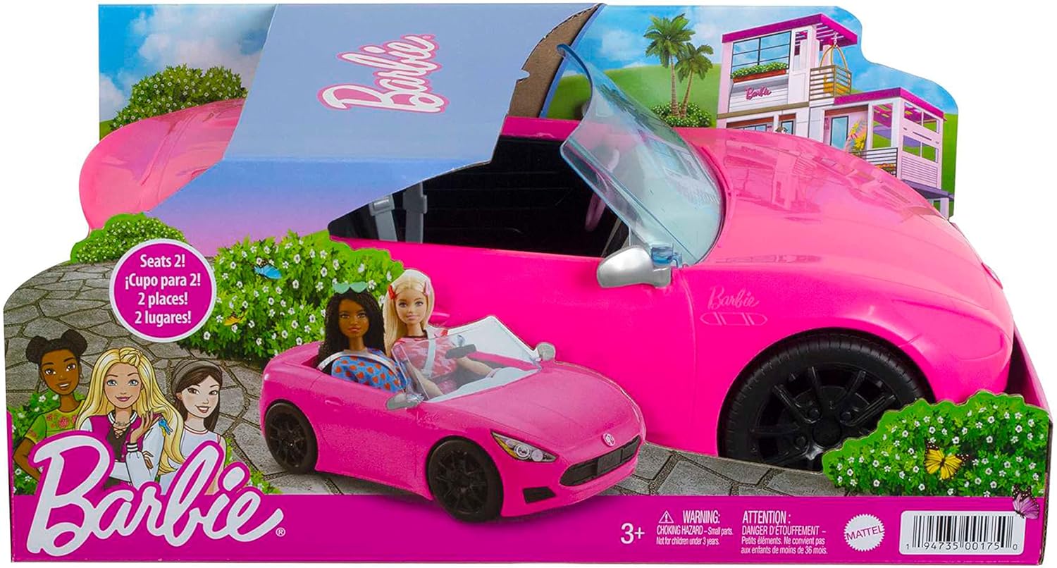 Barbie Pink Convertible Vehicle Toy With Rolling Wheels