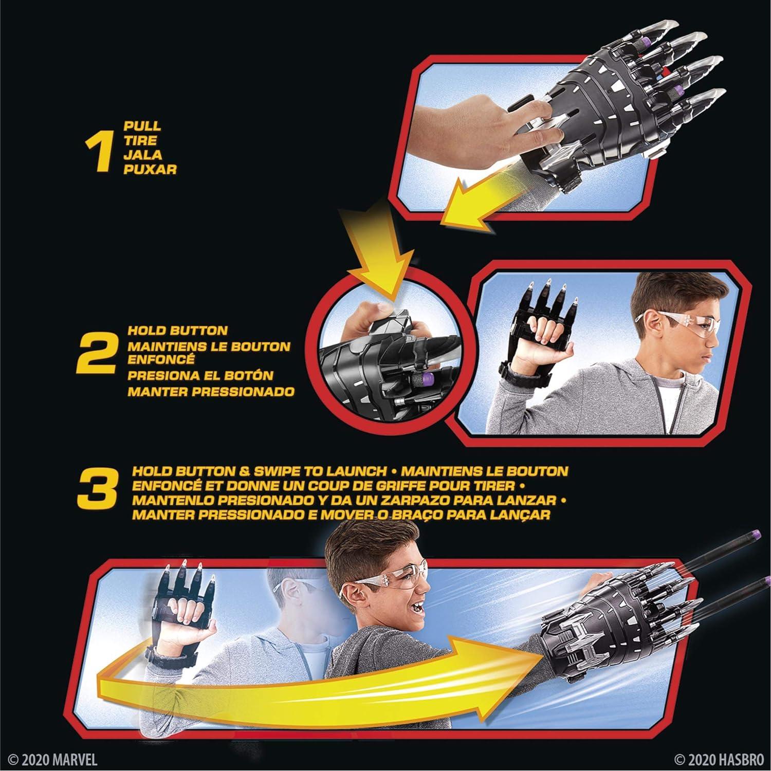 Hasbro NERF Power Moves Marvel Avengers Black Panther Power Slash Claw Dart-Launching Toy for Kids Roleplay