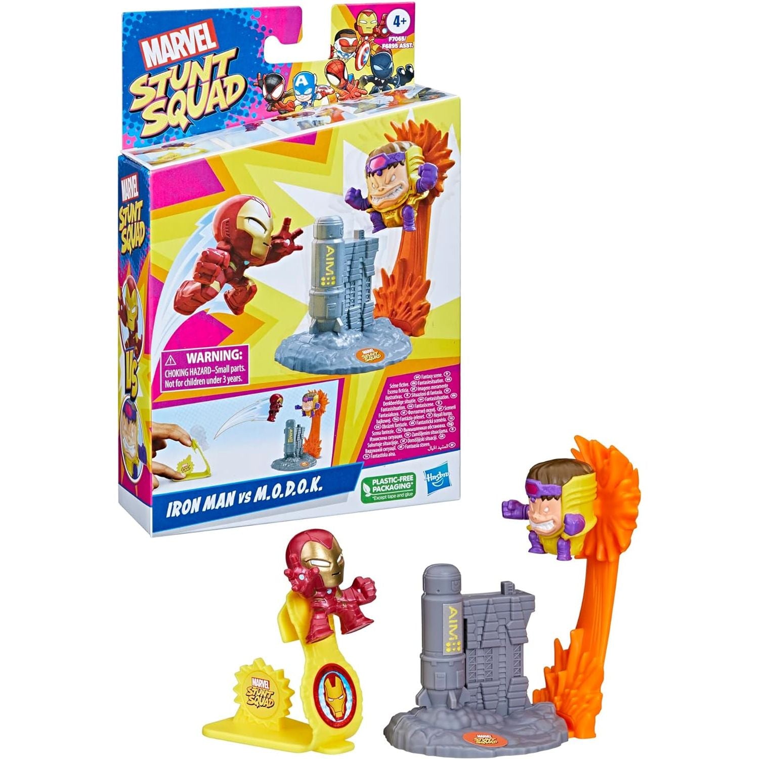 Marvel Stunt Squad Iron Man vs. M.O.D.O.K. Playset, 1.5-Inch Super Hero Action Figures, Toys for Kids Ages 4 and Up