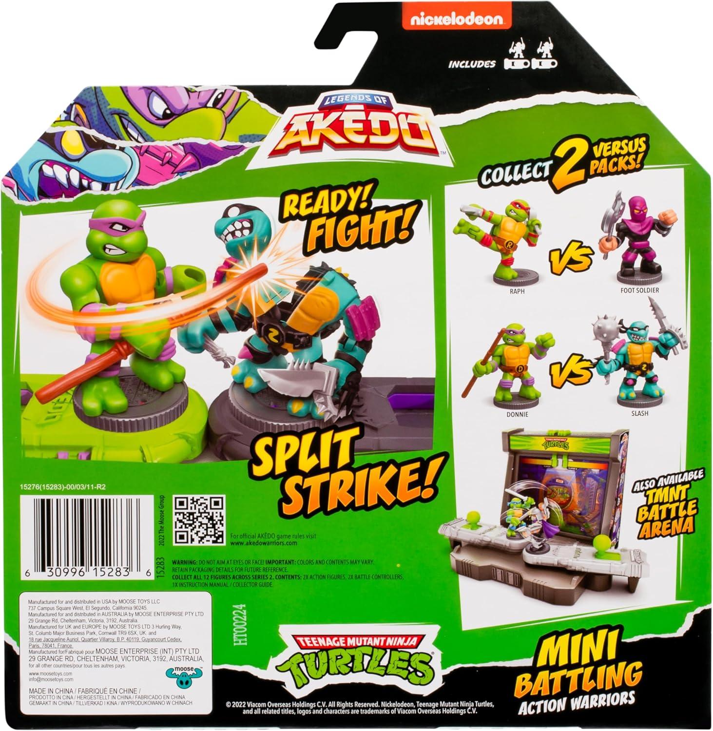 مجموعة أكيدو Teenage Mutant Ninja Turtles - Versus Pack Donnie Versus Slash، تتضمن شخصيتين صغيرتين متقاتلتين