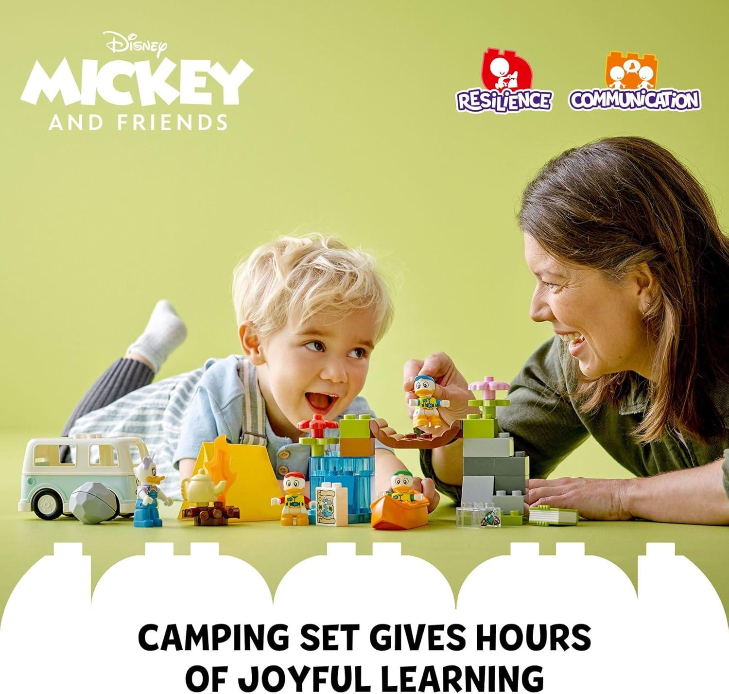LEGO 10997 DUPLO Disney Mickey and Friends Camping Adventure Toddler Building Toy Set, Features 4 DUPLO Toy Figures: Daisy Duck, Huey, Dewey and Louie to Inspire Creative Role Play