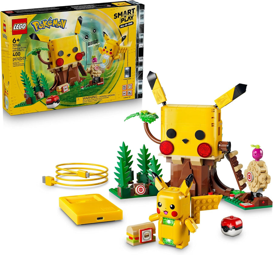 LEGO Pokémon SMART Play: Training House with Pikachu| All-in-One Building Set, Boys & Girls, Ages 6+, Interactive Pokémon Toys W/ Sounds, SMART Brick, 4 Tags & Charger, 400 pieces - 72164