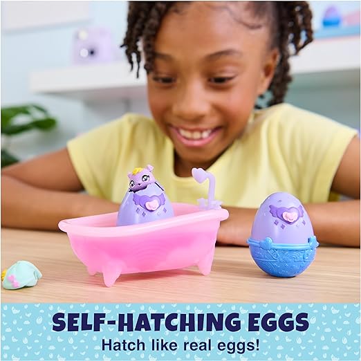 Hatchimals Alive, Make a Splash Playset with 15 Accessories, Bathtub, 2 Color-Change Mini Figures in Self-Hatching Eggs, Easter Basket Stuffers