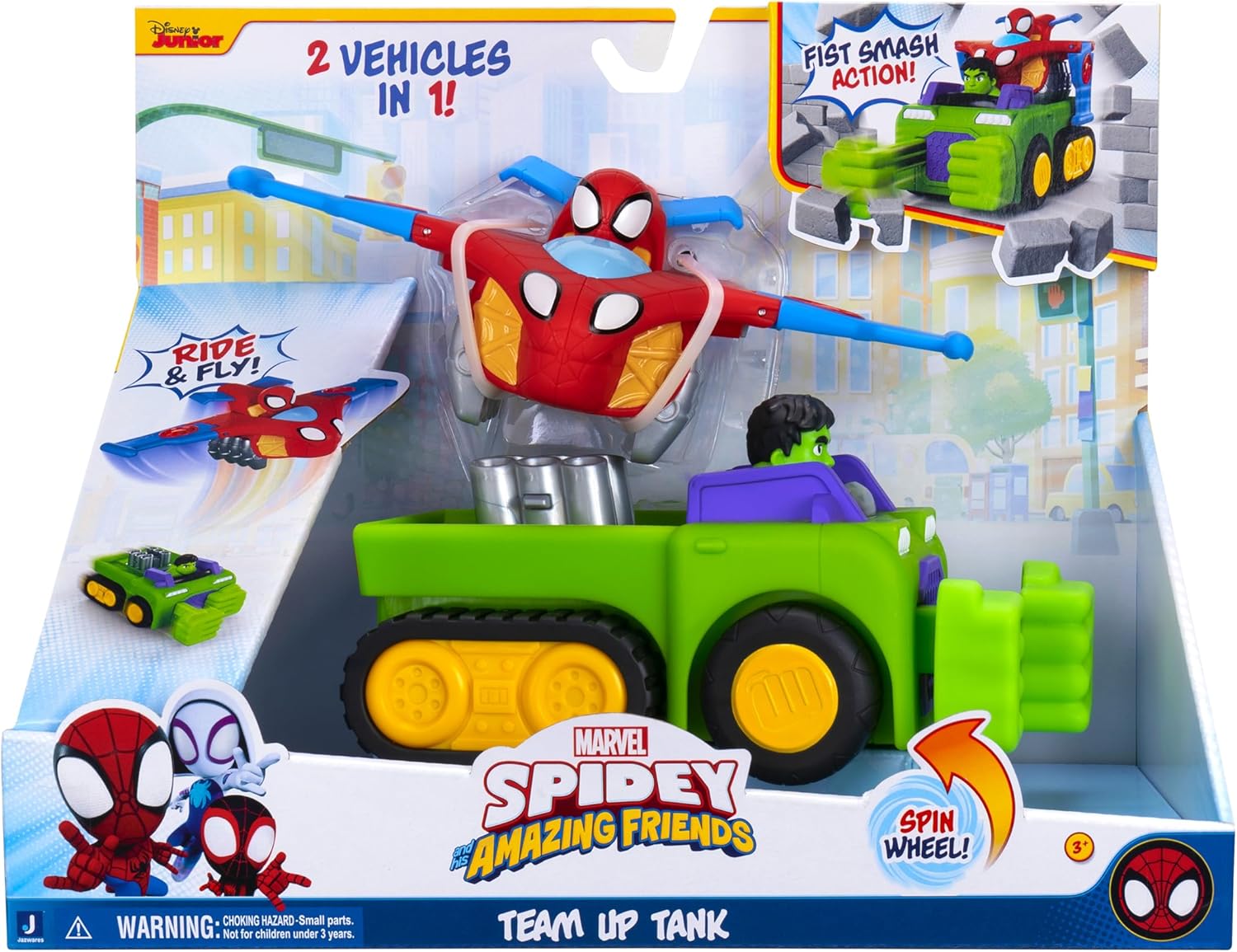 Jazwares - Spidey & His Amazing Friends Team Up - Hulk Smash Tank & Spidey Glider Jet
