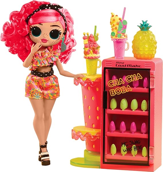 LOL Surprise OMG Sweet Nails – Pinky Pops Fruit Shop with 15 Surprises, Including Real Nail Polish, Press On Nails, Sticker Sheets, Glitter, 1 Fashion Doll, and More!