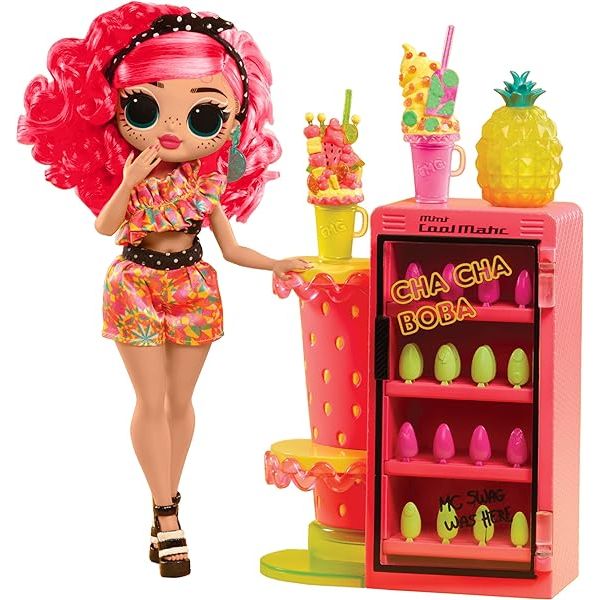 LOL Surprise OMG Sweet Nails – Pinky Pops Fruit Shop with 15 Surprises, Including Real Nail Polish, Press On Nails, Sticker Sheets, Glitter, 1 Fashion Doll, and More!