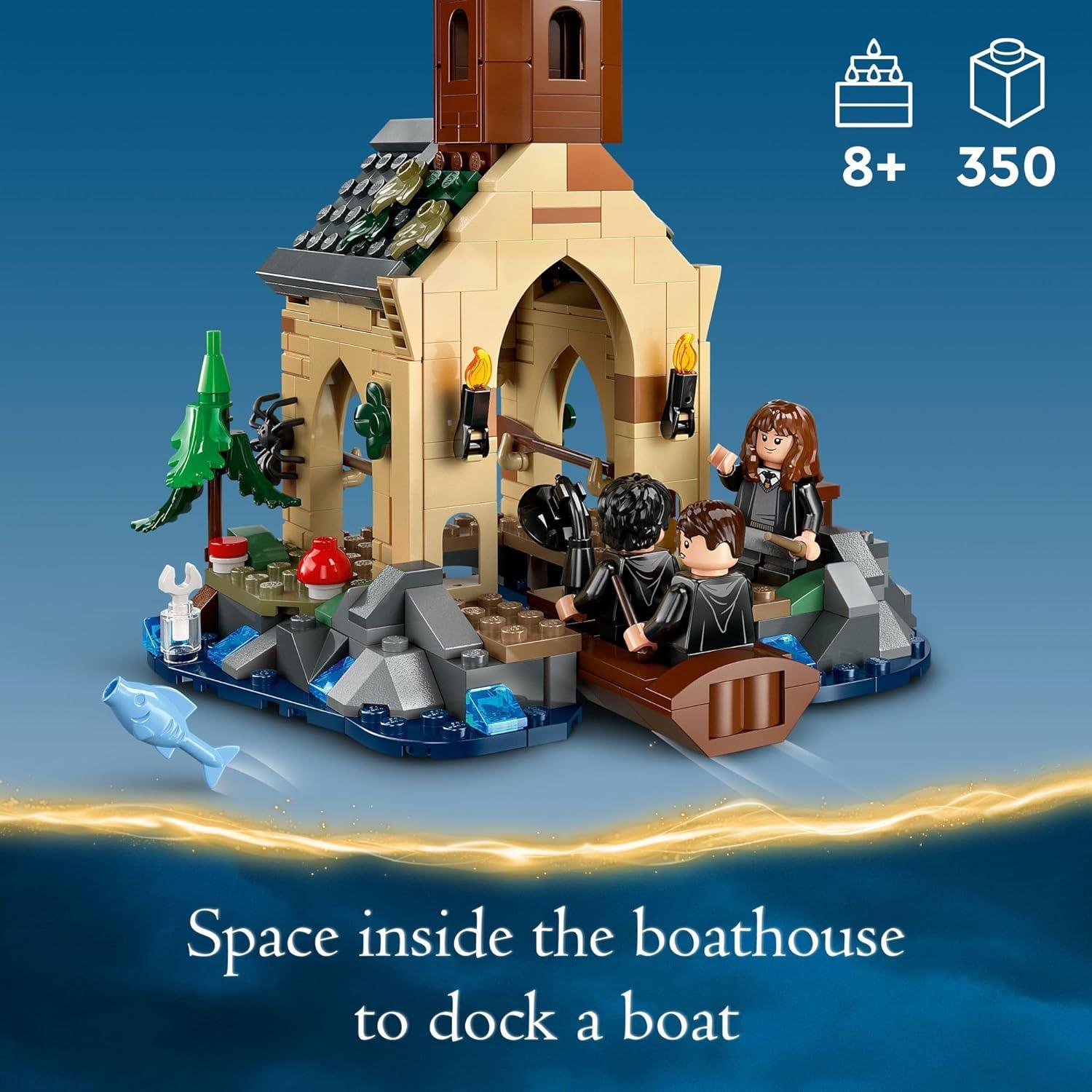 LEGO 76426 Harry Potter Hogwarts Castle Boathouse, Fantasy Harry Potter Toy for Boys and Girls with 2 Buildable Boats and 5 Minifigures, Castle Toy .