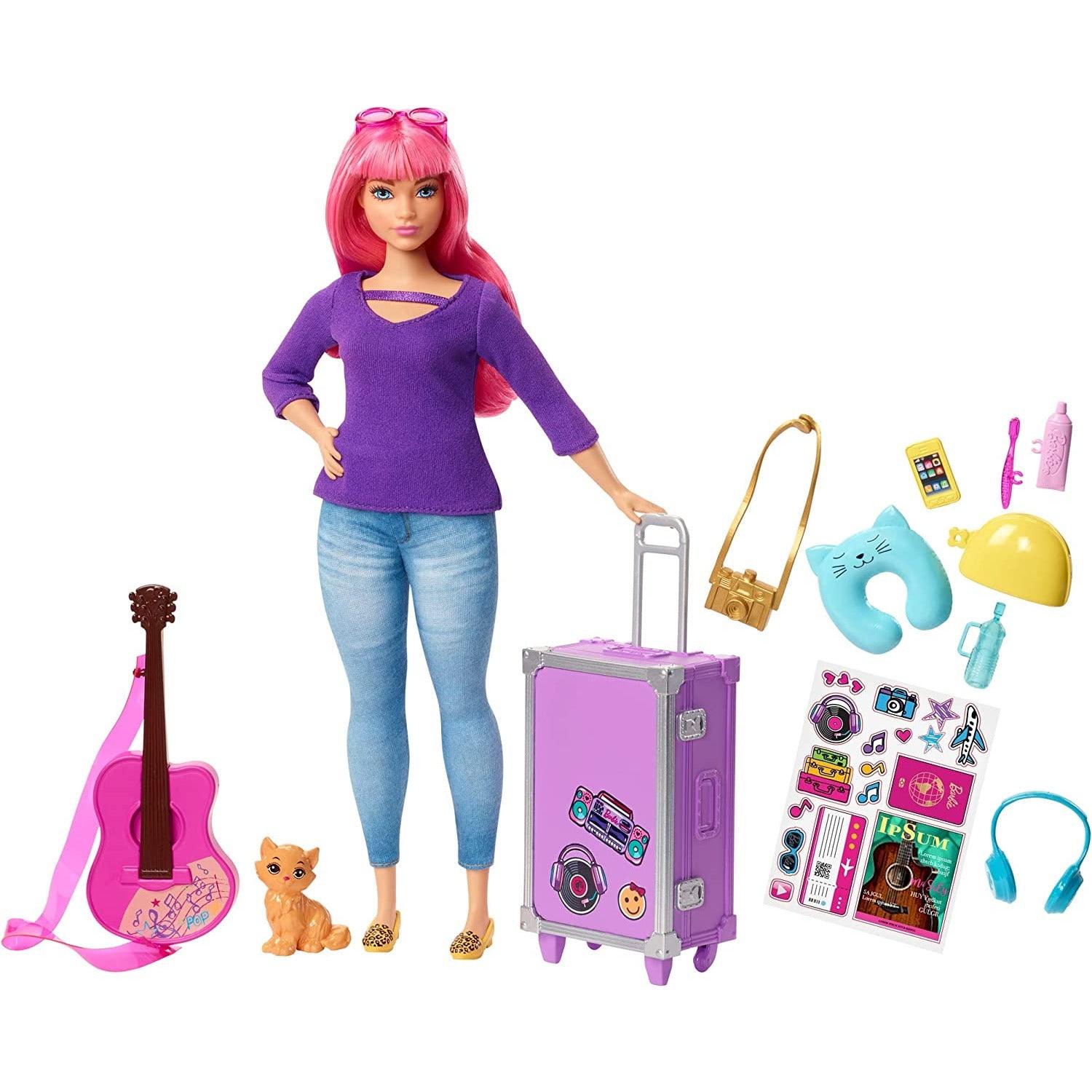 Barbie Dreamhouse Adventures Doll & Accessories, Travel Set with Daisy Doll, Kitten, Working Suitcase & 9 Pieces - BumbleToys - 2-4 Years, 3+ years, 4+ Years, 5-7 Years, Barbie, Dolls, Fashion Dolls & Accessories, Girls
