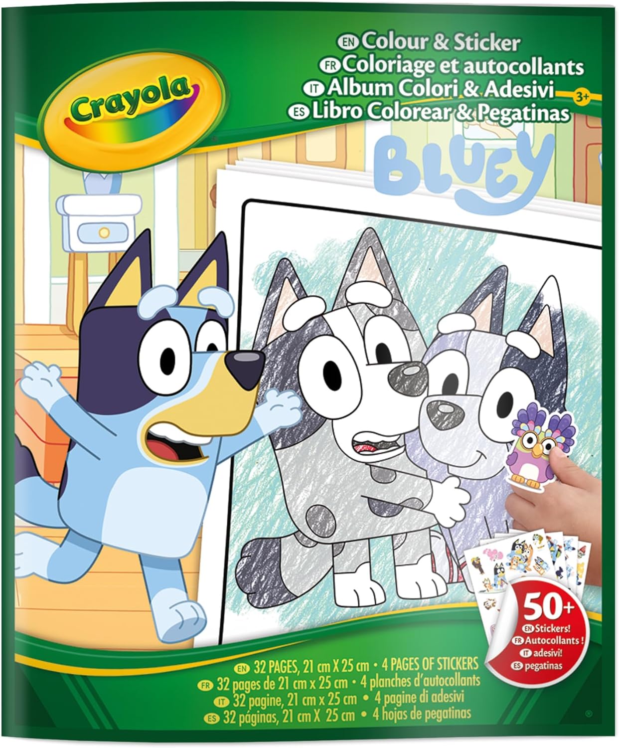 Crayola Bluey Color & Sticker Activity, Bluey Coloring Book, 32 Coloring Pages