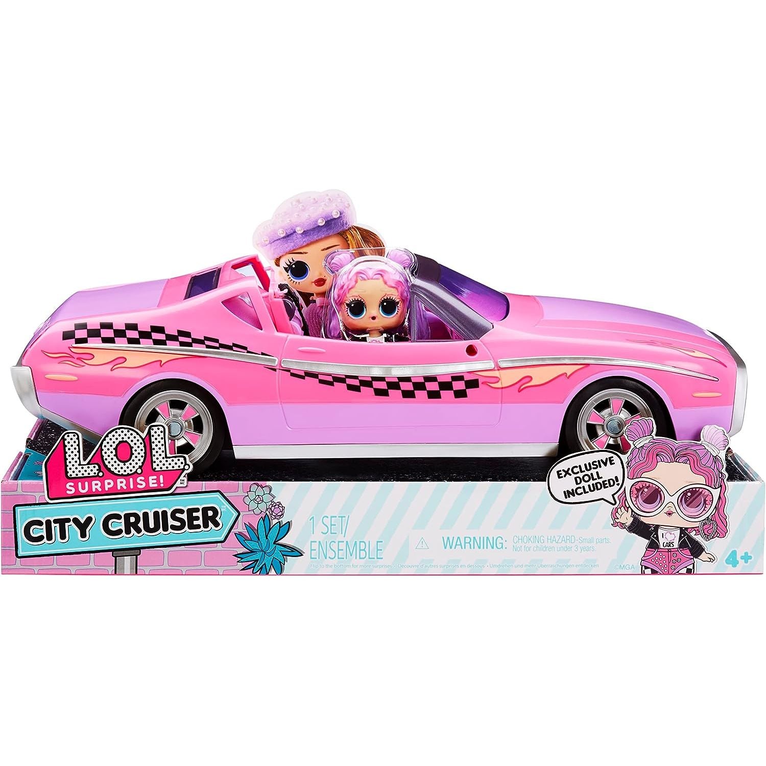 L.O.L. Surprise! LOL Surprise City Cruiser, Pink and Purple Sports Car with Fabulous Features and an Exclusive Doll