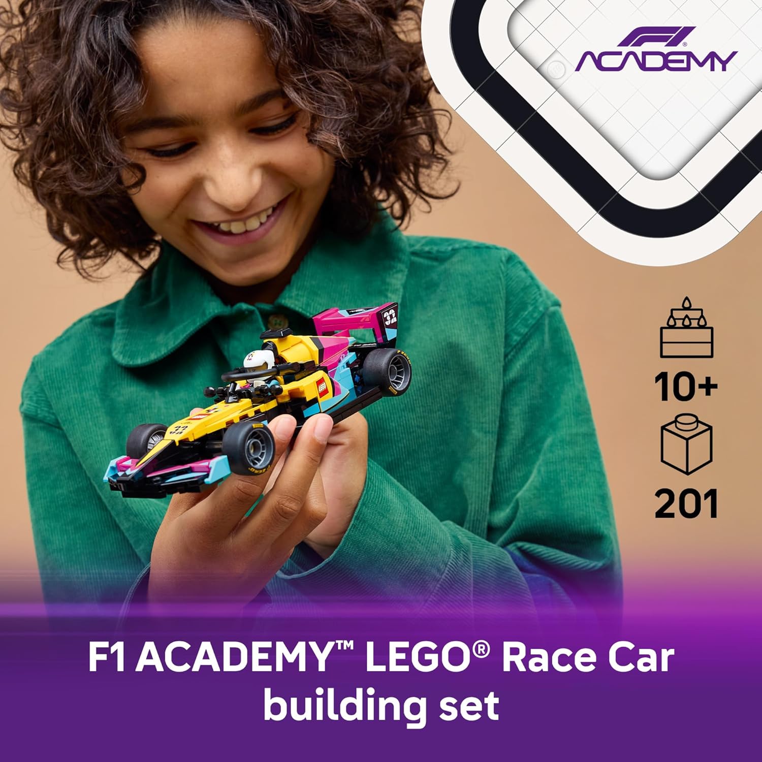 لعبة بناء سيارة سباق F1 ACADEMY من LEGO Speed Champions - سيارة سباق للعب التخيلي مع شخصية F1 ACADEMY مصغّرة - سيارة لعبة للعب والعرض للأولاد والبنات، الأعمار 10+ - فكرة هدية لأعياد الميلاد - 77258