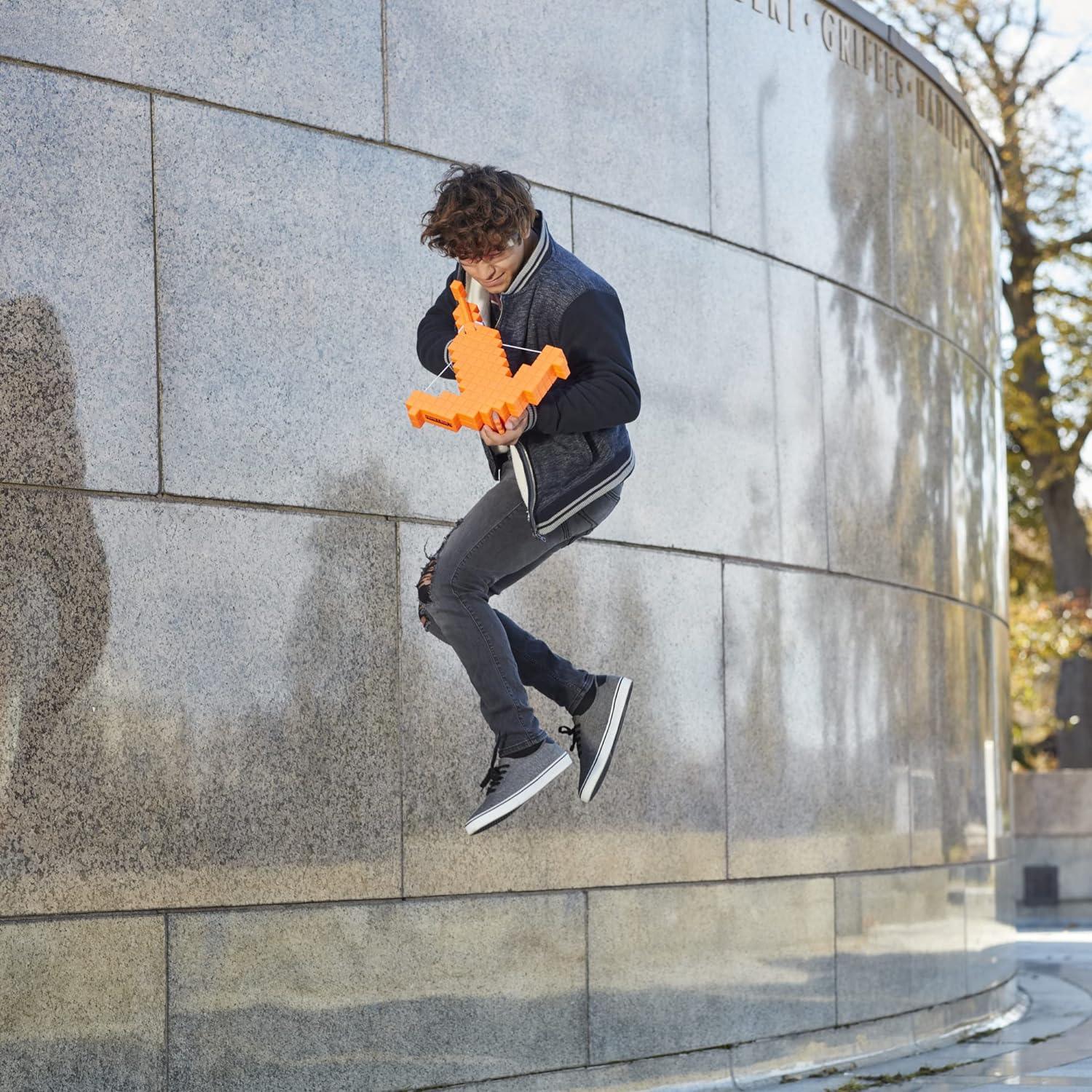 NERF Minecraft Pillager's Crossbow, Dart-Blasting Crossbow, Includes 3 Elite Darts, Real Crossbow Action, Pull-Back Priming Handle