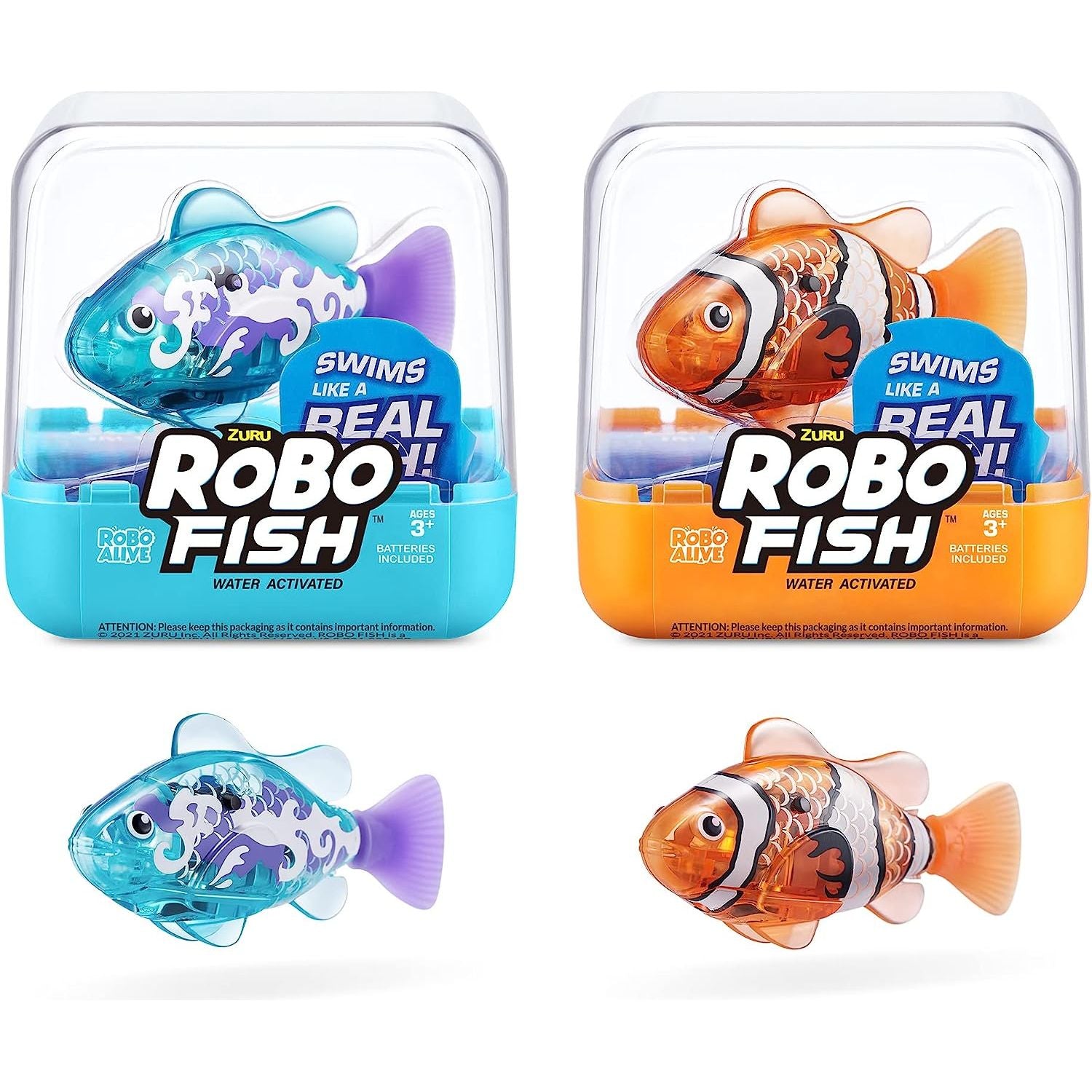 Robo Alive Robo Fish Robotic Swimming Fish Teal by ZURU Water Activated, Changes Color, Comes with Batteries - Series 3