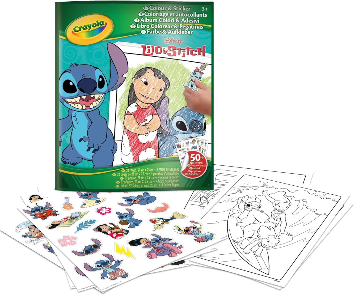 Crayola Lilo&Stitch Sticker Colouring Book, 32 Pages and 4 Sheets of Stickers Included