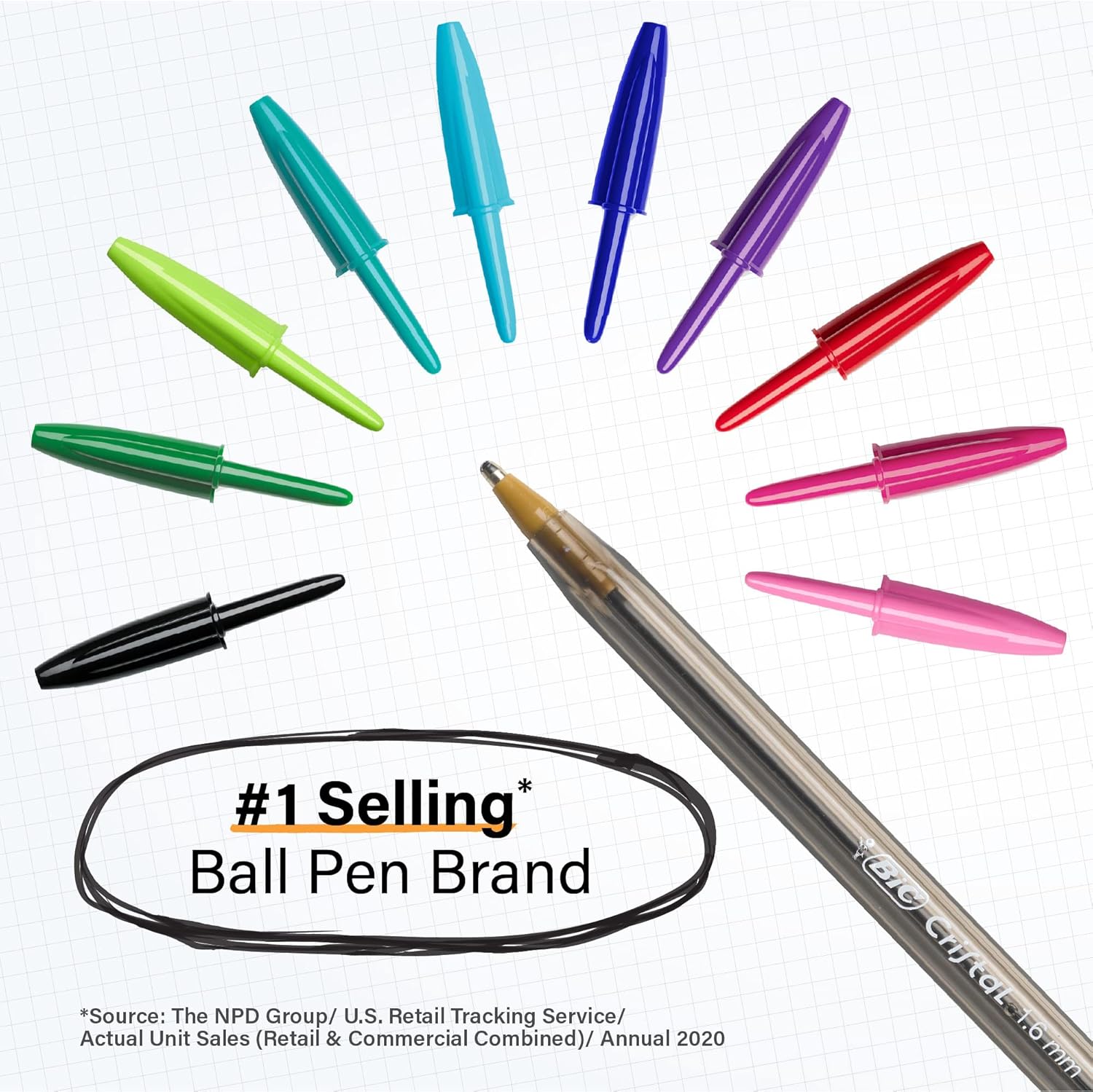 Bic Cristal Xtra-Bold Ball Pens 10 Count Pack, Assorted Ink