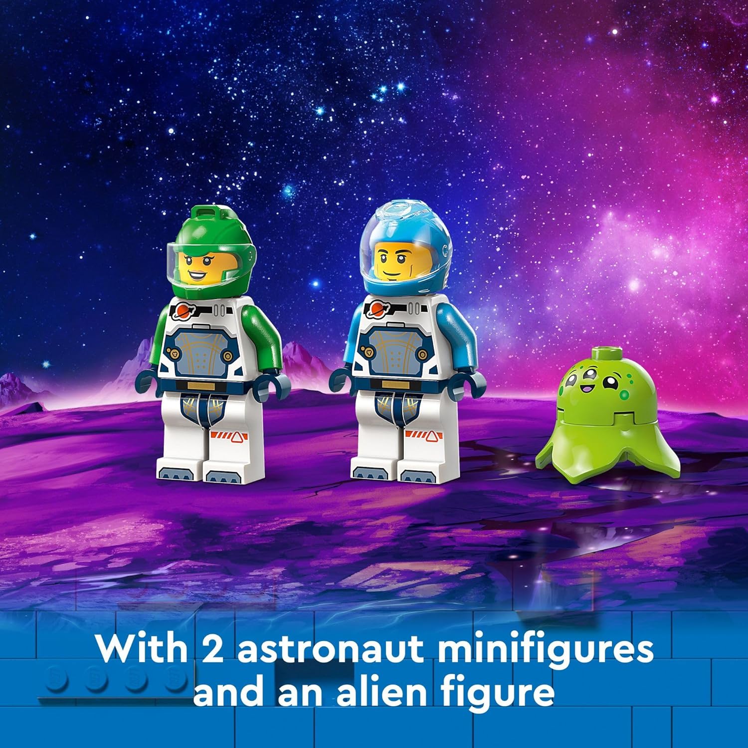 مجموعة بناء لعبة اكتشاف سفينة الفضاء والكويكبات من ليجو 60429، هدية للأطفال بعمر 4 سنوات فما فوق والذين يحبون اللعب التظاهري، تتضمن شخصيتين صغيرتين لطاقم الفضاء، كائن فضائي، كريستالات، لعبة رافعة