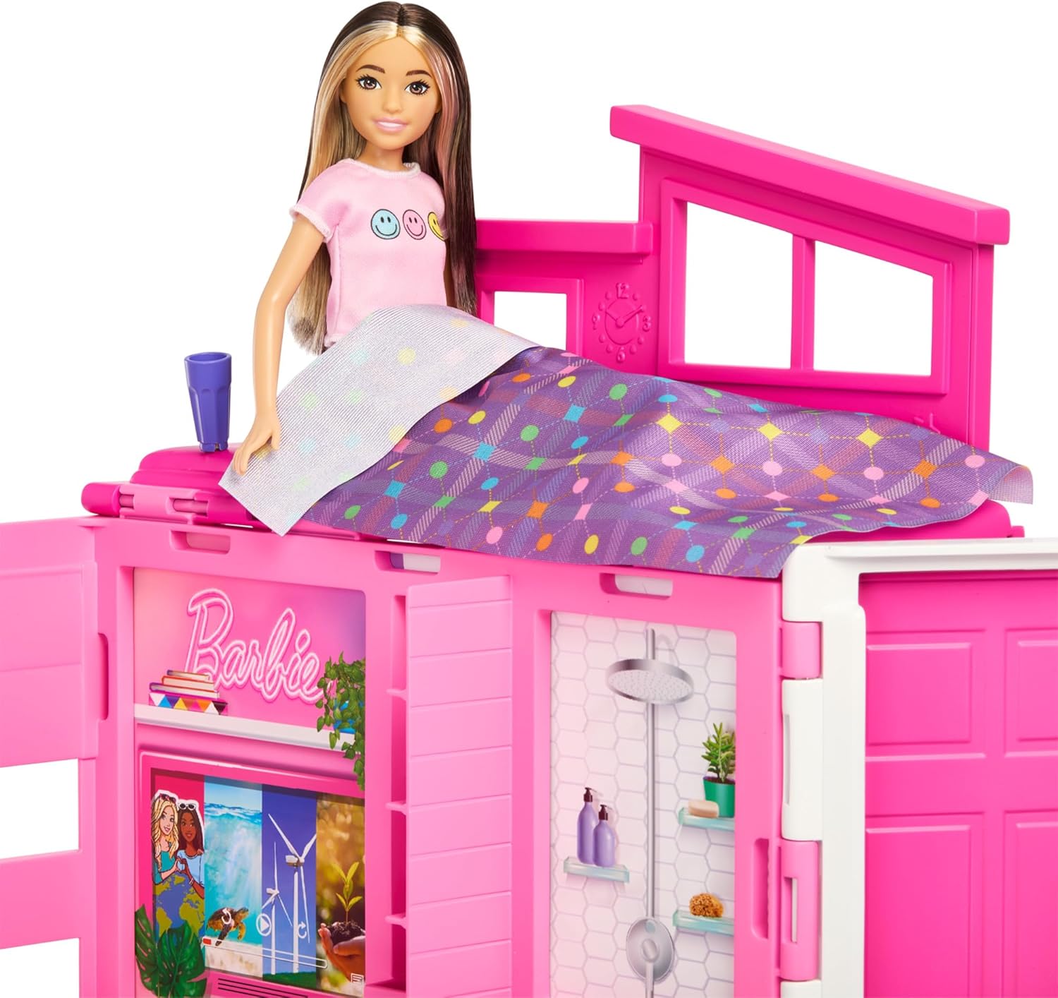Mattel Barbie Getaway House, Doll House Playset With 4 Play Areas And 11 Decor Accessories & Doll