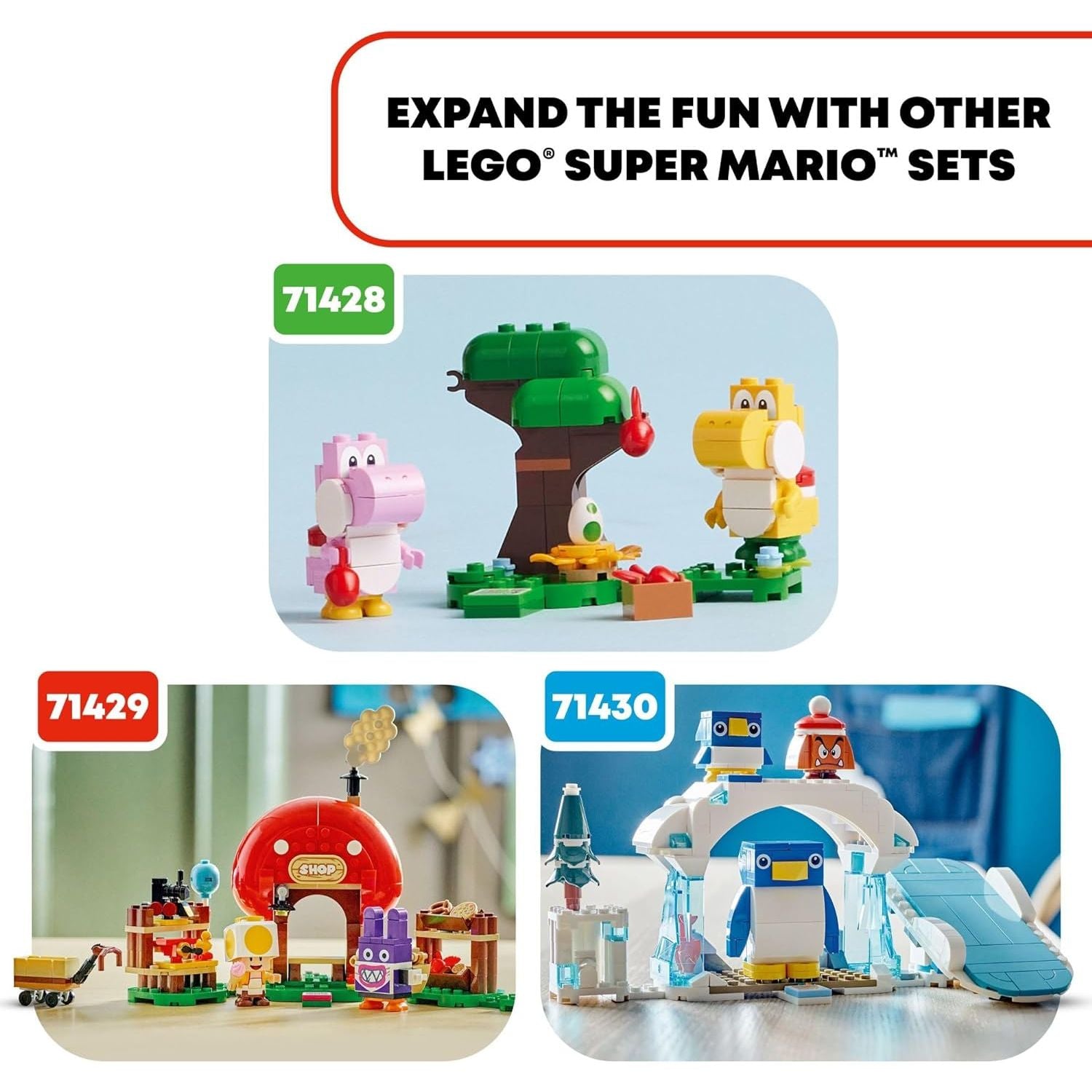 LEGO 71428 Super Mario Yoshis’ Egg-cellent Forest Expansion Set, Super Mario Collectible Toy for Kids, 2 Brick-Built Characters.