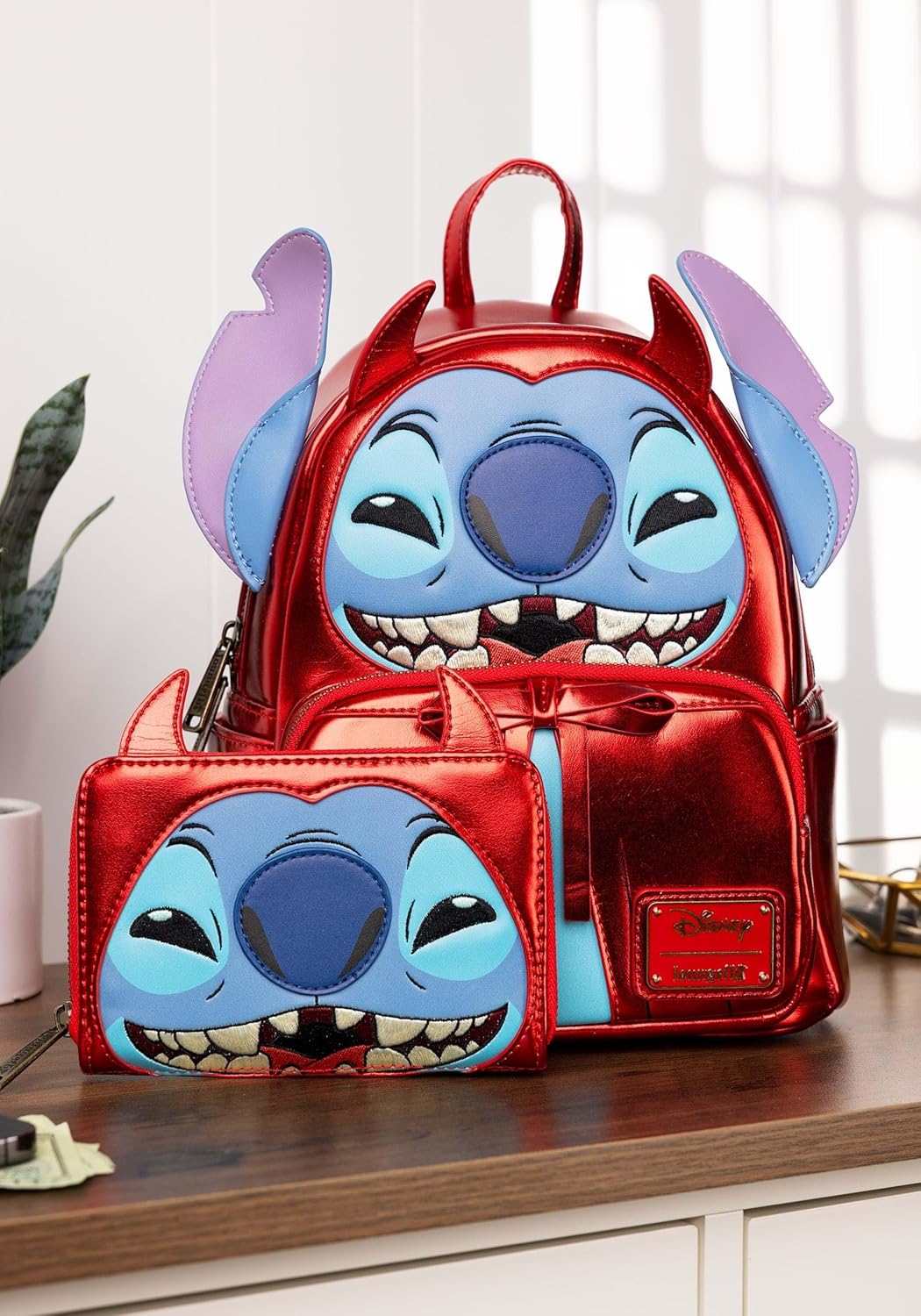 Loungefly Disney Stitch Devil Double Strap Mini Backpack