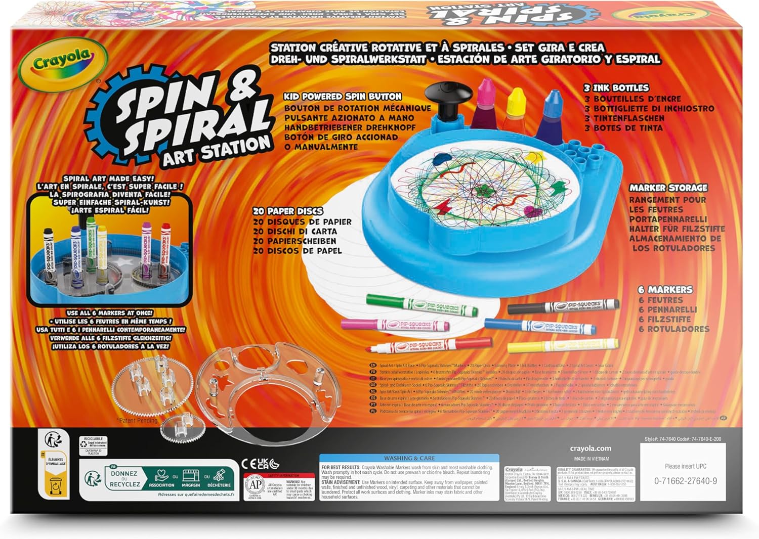 CRAYOLA Spin N Spiral Art Station | 2-in-1 Art Station with Storage | Create Spiro Art and Spin Inky Designs | Ages 6+