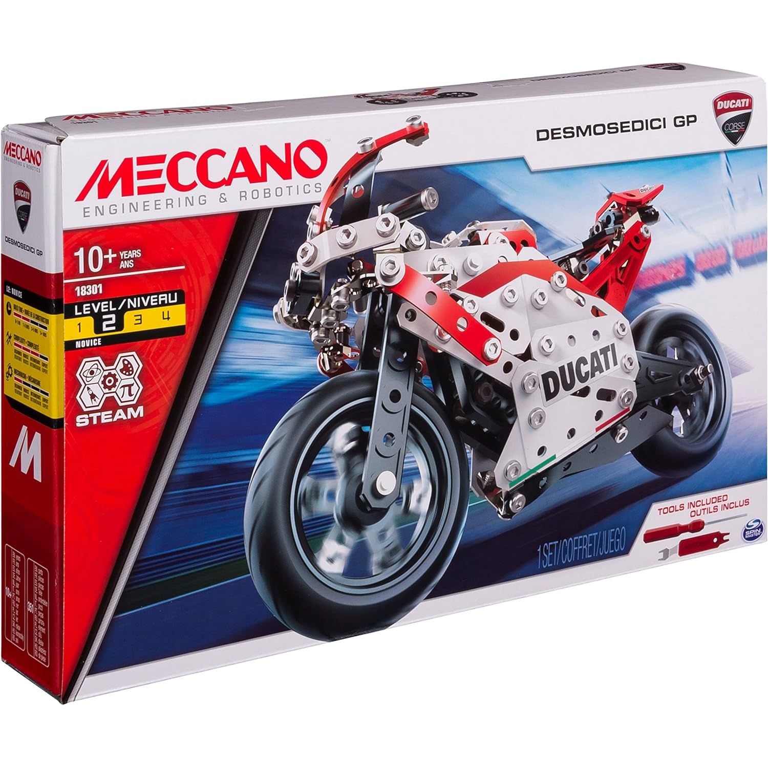 Meccano – Ducati Desmosedici GP S.T.E.A.M Building Kit with Coil-spring Suspension, for Ages 10 and Up
