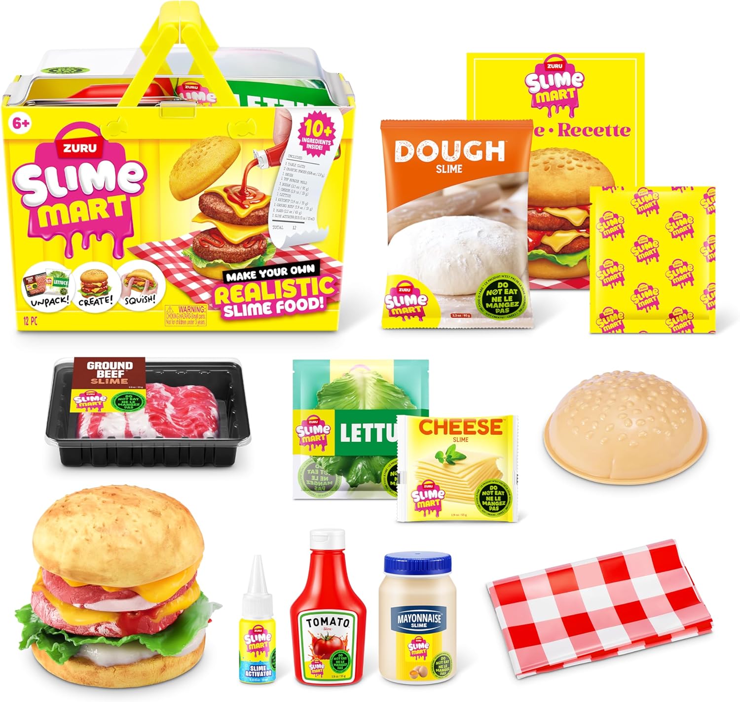 سلة صغيرة من زورو، لعبة، فنون وحرف يدوية للأطفال والكبار، مجموعة صنع الوحل الناعم - مجموعة الوحل للبنات من سن 6 إلى 10 سنوات - فكرة هدية ممتعة للأولاد والبنات - ألعاب فيدجيت - ألعاب حسية (برجر)