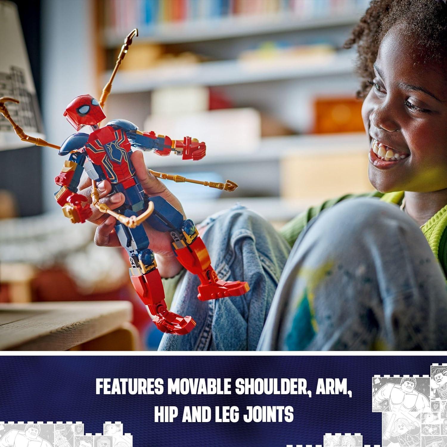 LEGO 76298 Marvel Iron Spider-Man Construction Figure, Super Hero Marvel Toy for Kids, Posable Spider-Man Action Figure with Armor, Buildable Toy Model, Gift for Boys and Girls Ages 8 and Up