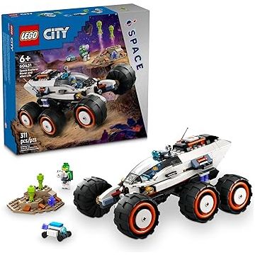 LEGO 60431 City Space Explorer Rover and Alien Life Toy, Space Gift for Boys and Girls Ages 6 and Up with 2 Minifigures, Robot and Extraterrestrial Figures, Pretend Play STEM Toy.